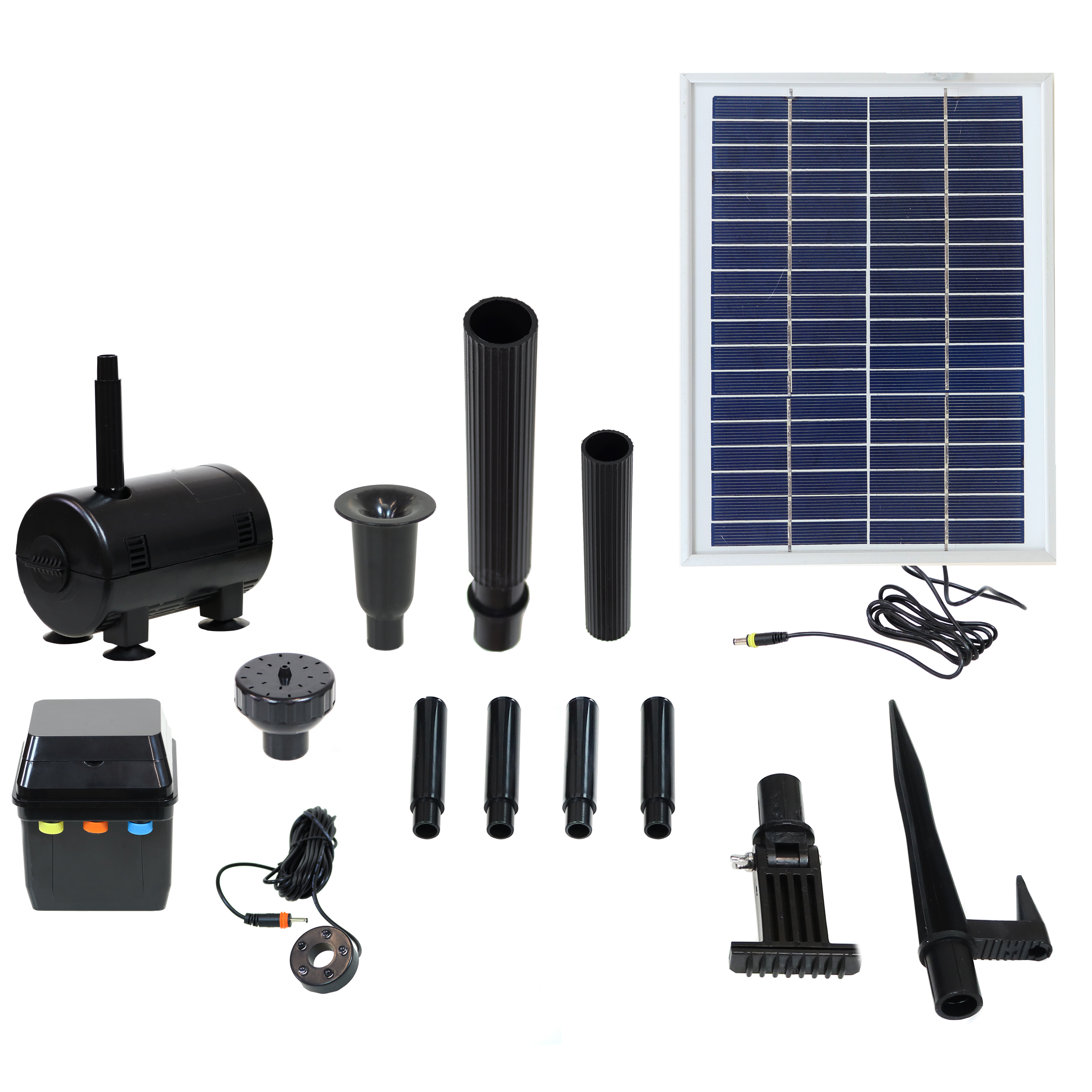 Sunnydaze Solar Pump & Solar Panel Kit with Battery Pack & LED Light - 132 GPH