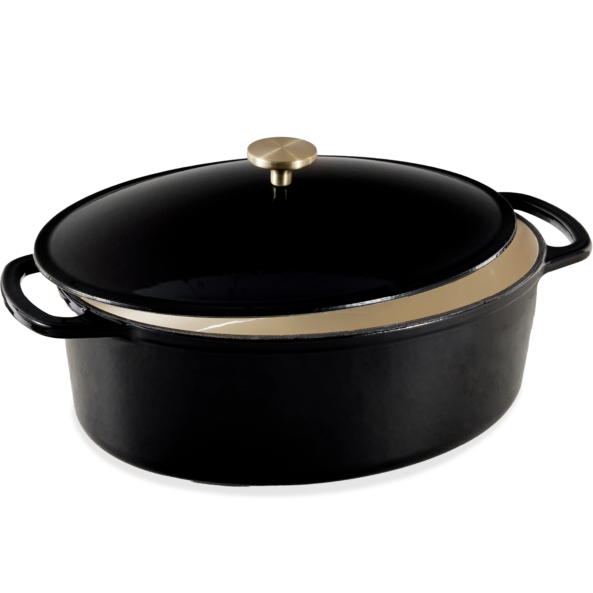 7.5qt Heavy-Duty Oval Cast-Iron Dutch Oven w/ Enamel, Side Handles - Black Licorice - Best Choice Products Online