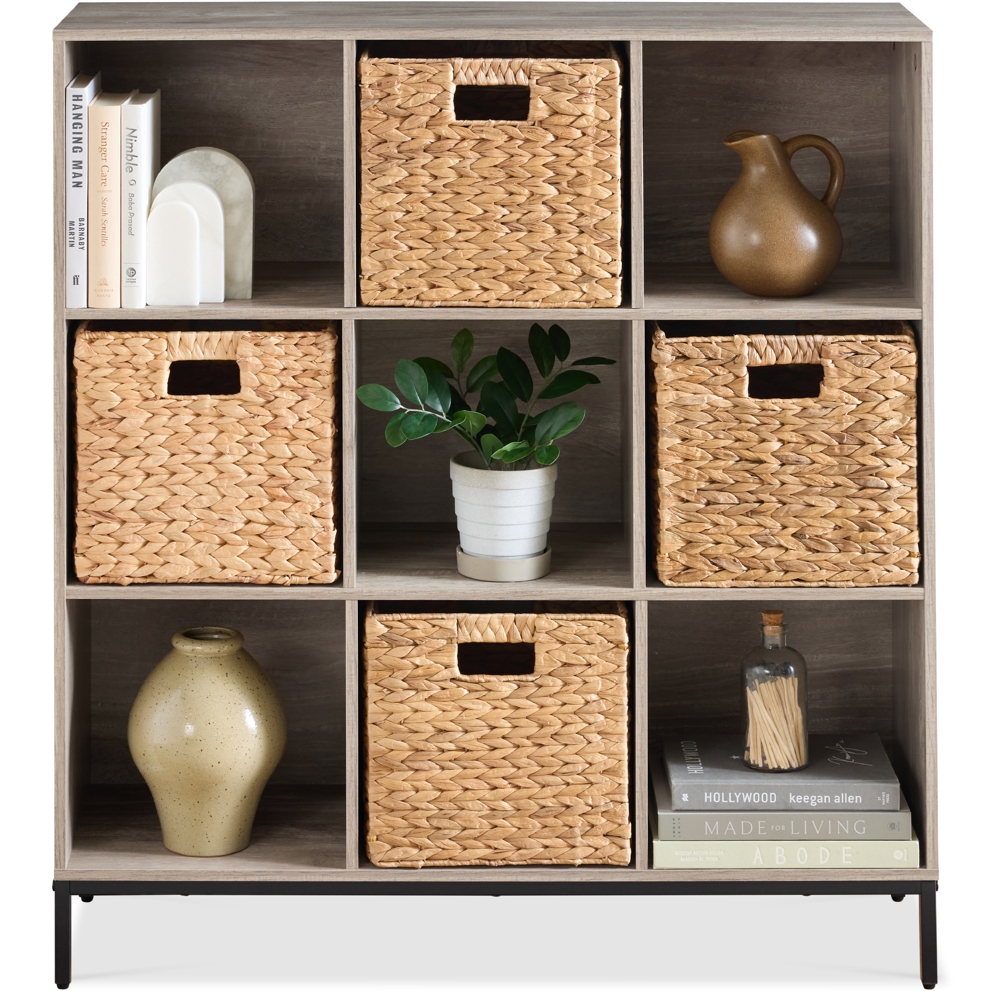 Best Choice Products Elevated 9-Cube Storage Organizer, 11in Shelf, Bookcase, Display Shelf, w/ Metal Legs  Greige - Greige