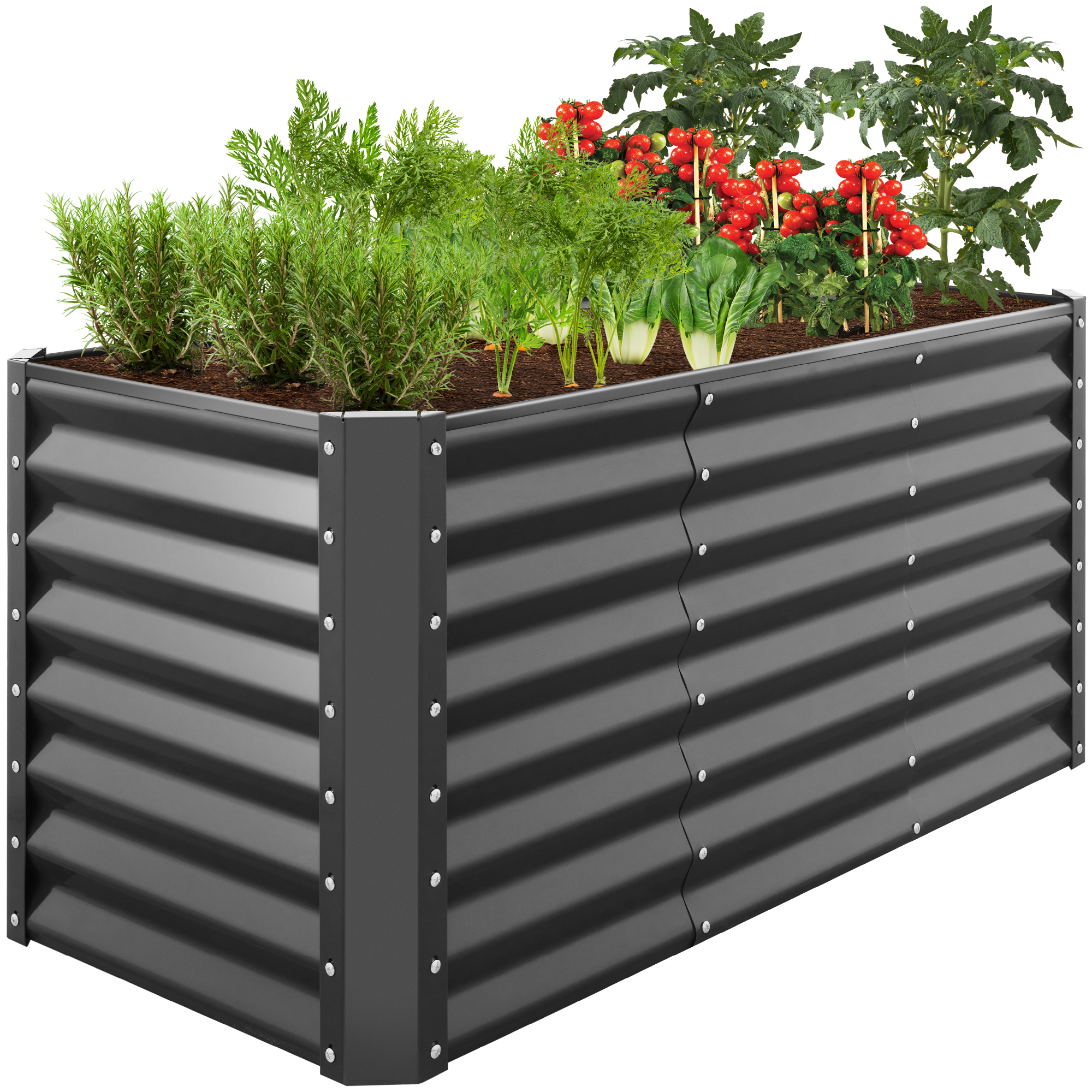 4x2x2ft Outdoor Metal Raised Garden Bed, Planter Box for Vegetables, Flowers, Herbs - Gray - Best Choice Products Online