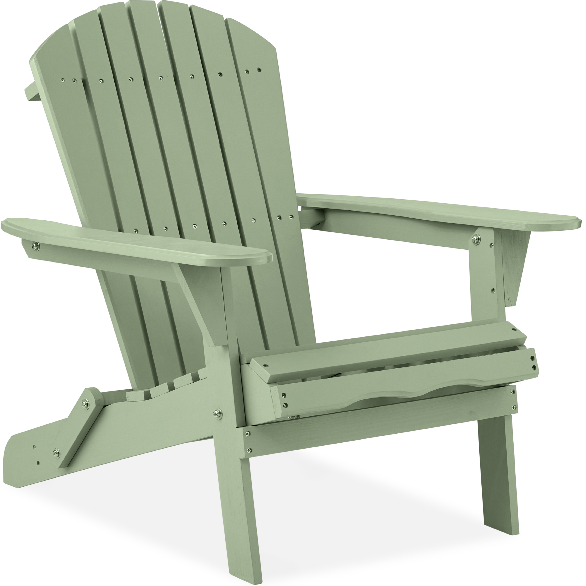 Folding Adirondack Chair, Outdoor Wooden Accent Lounge Furniture w/ 350lb Capacity - Sage Green - Best Choice Products Online