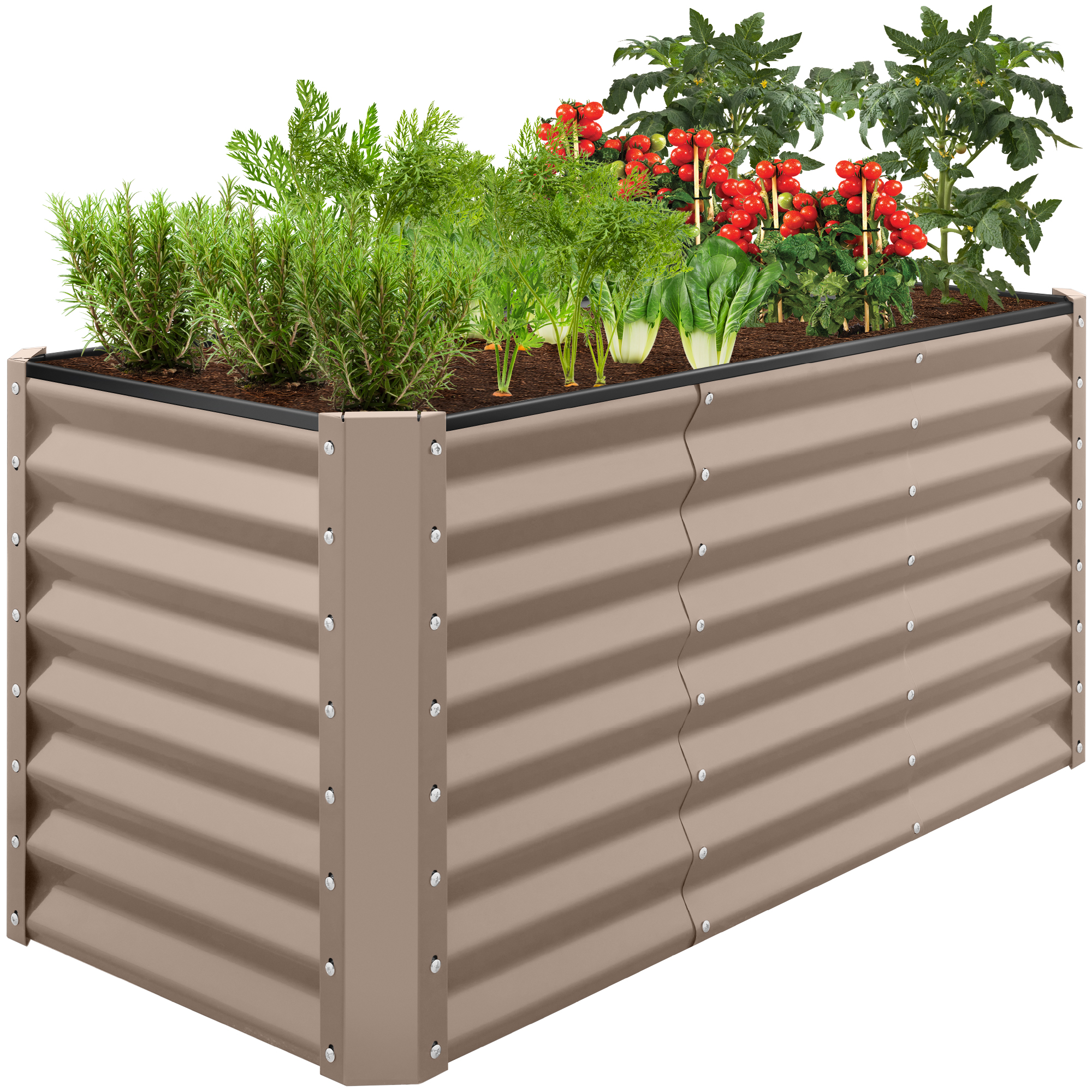 4x2x2ft Outdoor Metal Raised Garden Bed, Planter Box for Vegetables, Flowers, Herbs - Taupe - Best Choice Products Online