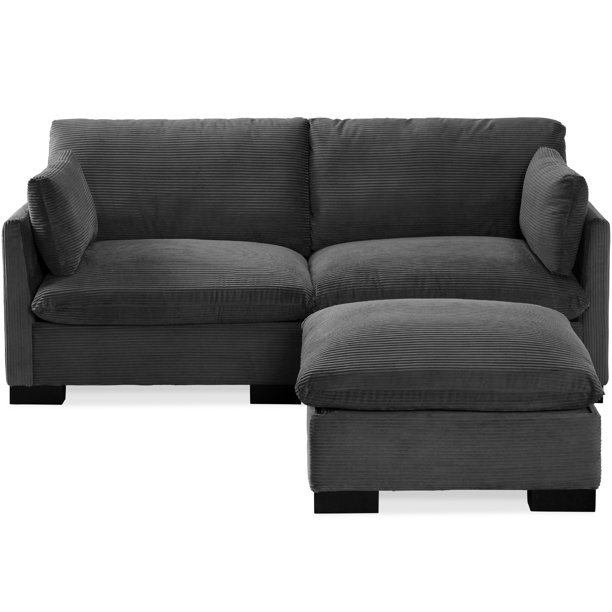 82in Modular Sectional Pillowtop Sofa w/ Ottoman & Storage - Gray - Best Choice Products Online