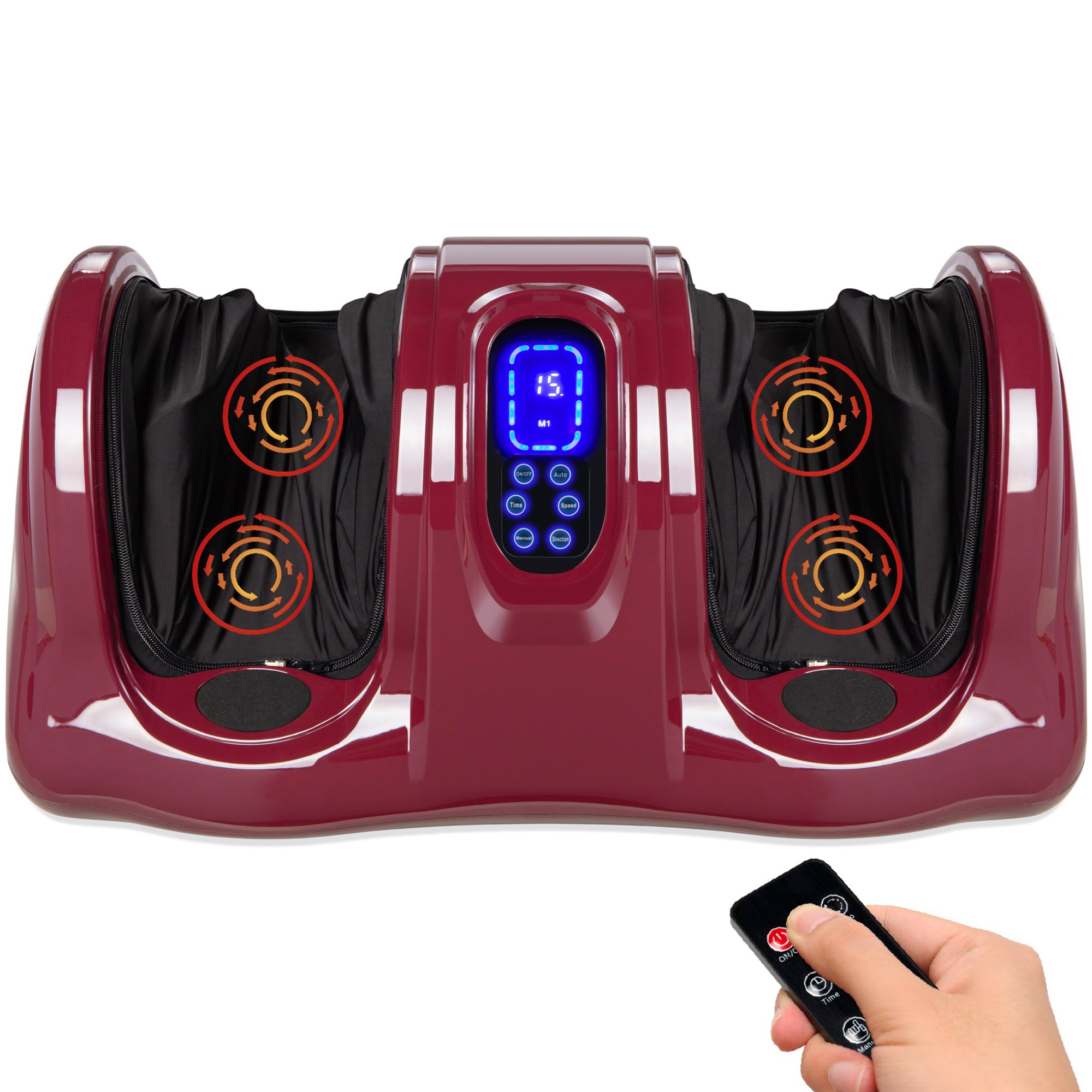 Shiatsu Foot Massager Therapeutic Kneading & Rolling, Electric w/ High Intensity Rollers, Remote - Burgundy - Best Choice Products Online