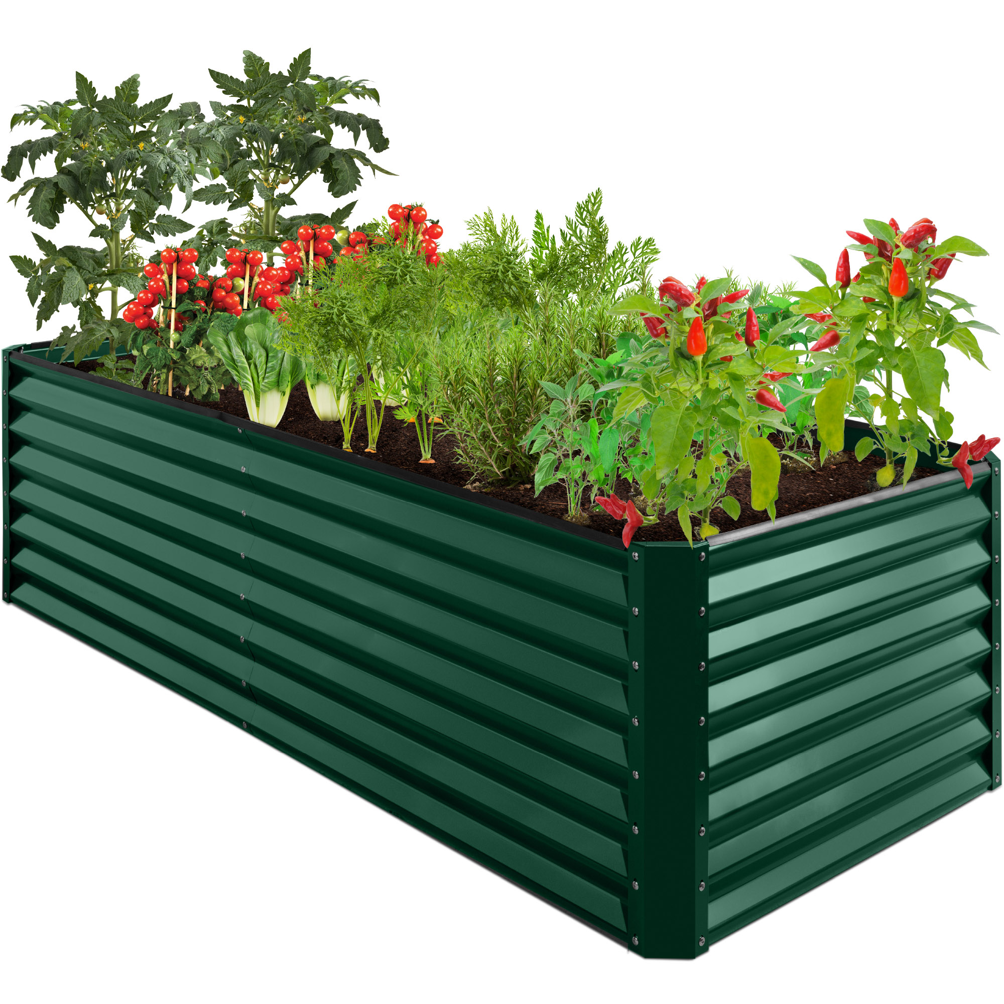 8x4x2ft Raised Metal Garden Bed 8x4x2ft Outdoor Planter Box For Vegetables, Flowers, Herbs, Succulents - Dark Green - Best Choice Products Online
