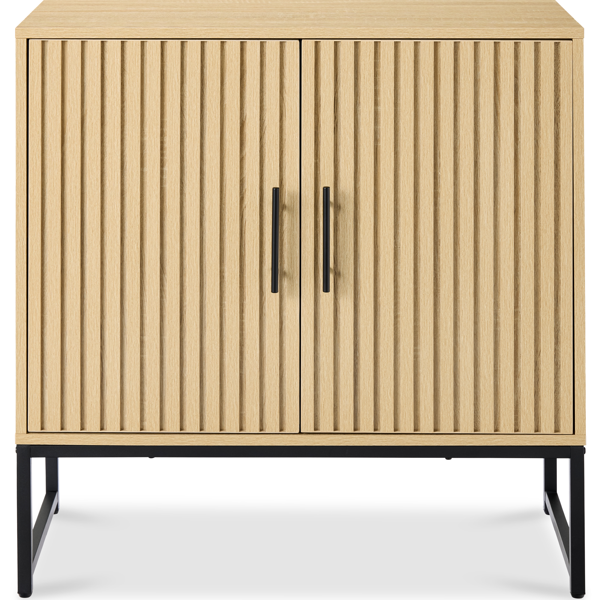 2-Door Slatted Storage Cabinet, Accent Furniture w/ Non-Scratch Foot Pads - Natural Oak - Best Choice Products Online