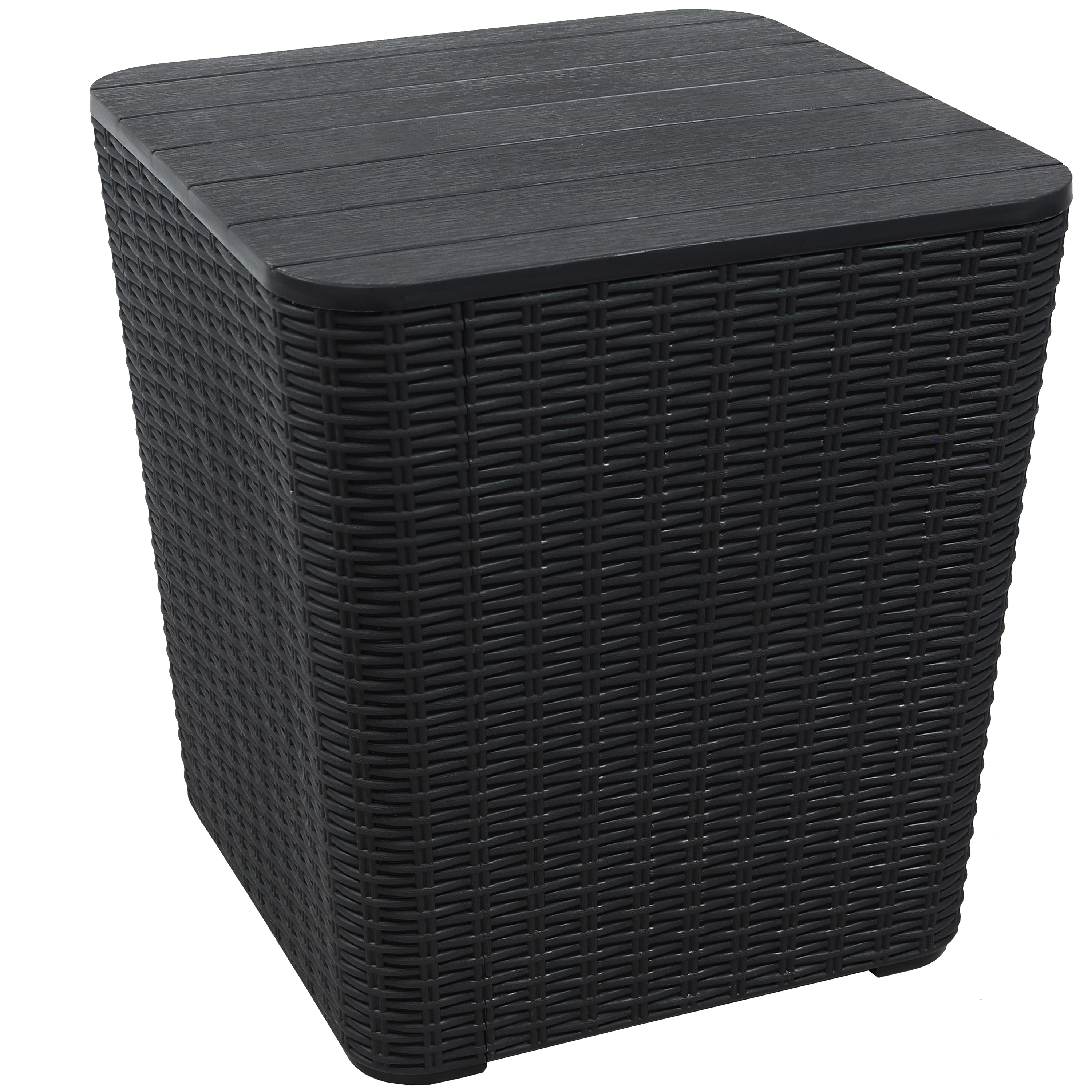 Rattan Design Outdoor Storage Box with Faux Wood Tabletop - Phantom Gray