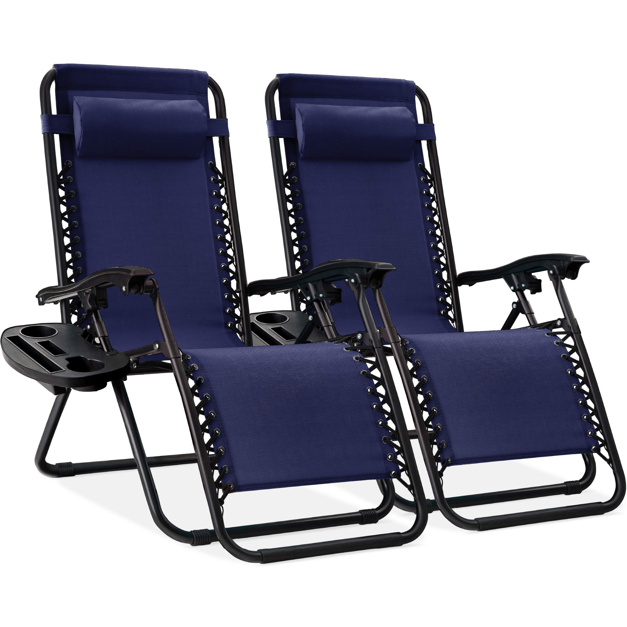 2-Pack Zero Gravity Chairs, Adjustable Lounge Recliners For Patio & Pool w/ Cup Holders - Blue - Best Choice Products Online