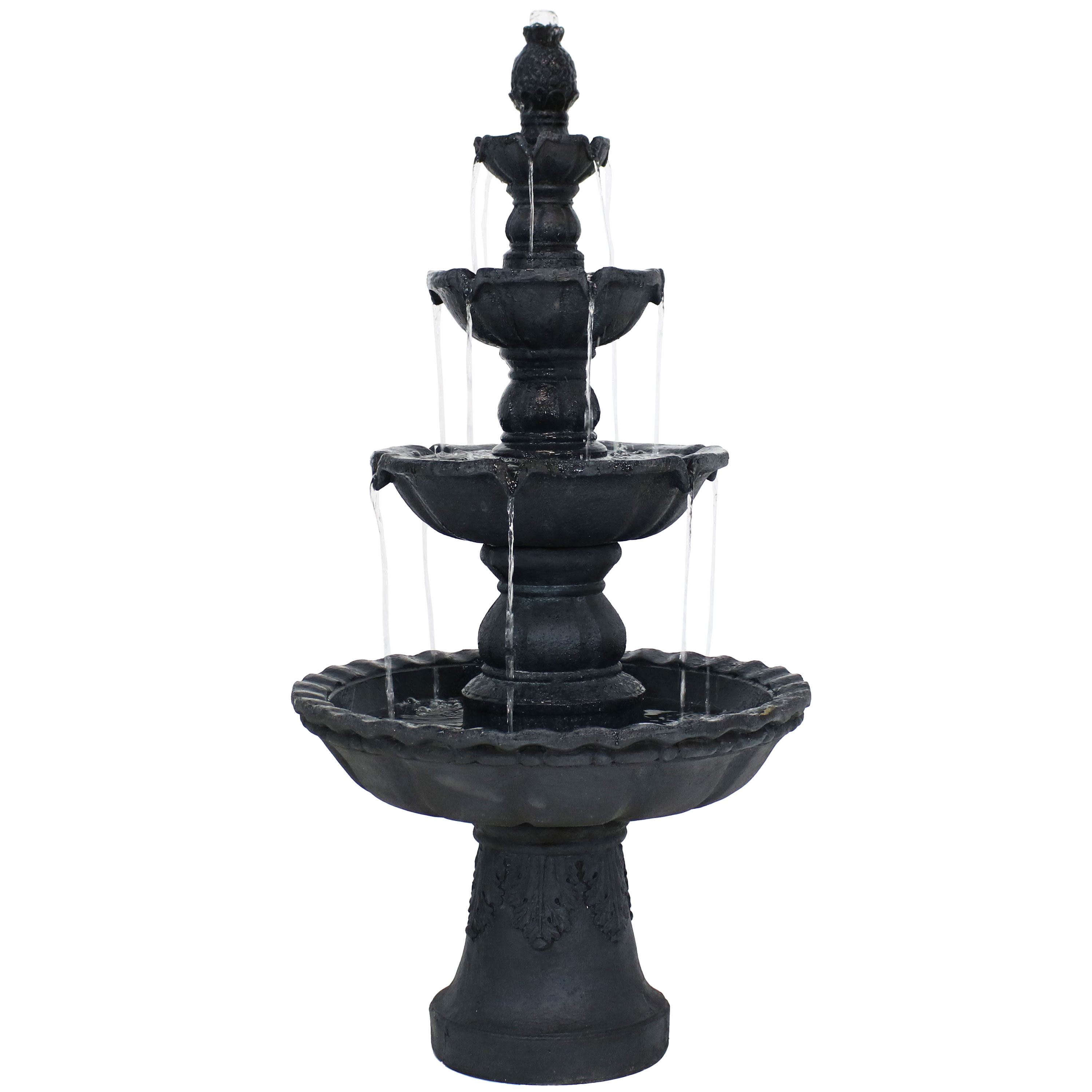 Sunnydaze 4-Tier Pineapple Outdoor Water Fountain - Black Finish - 52-Inch