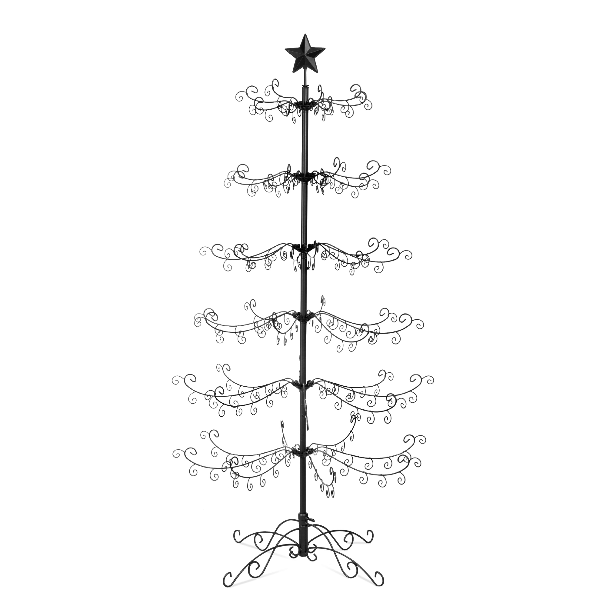 6ft Ornament Display Tree, Metal Wire & Wrought Iron w/ Stand - Black - Best Choice Products Online