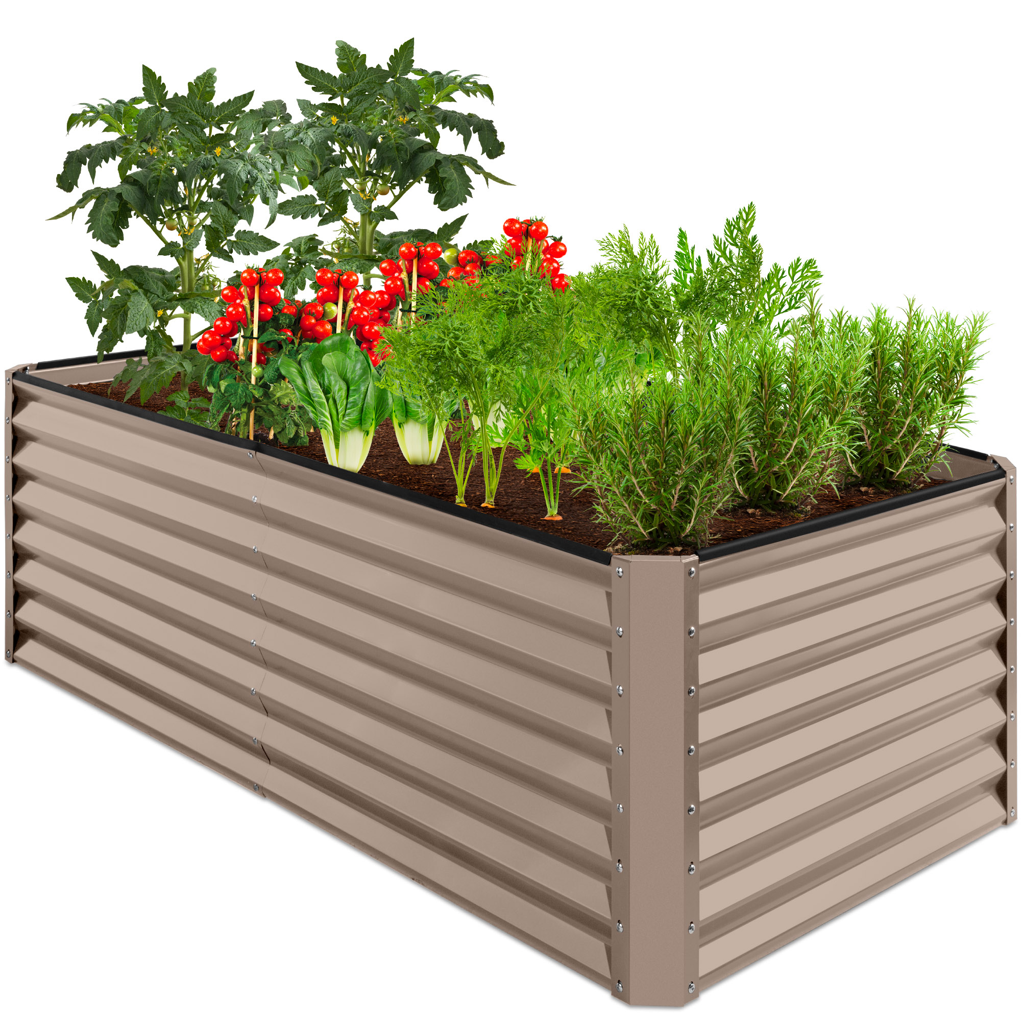 Raised Garden Bed 6x3x2ft, Outdoor Metal Planter Box For Vegetables, Flowers, Herbs, Succulents - Taupe - Best Choice Products Online