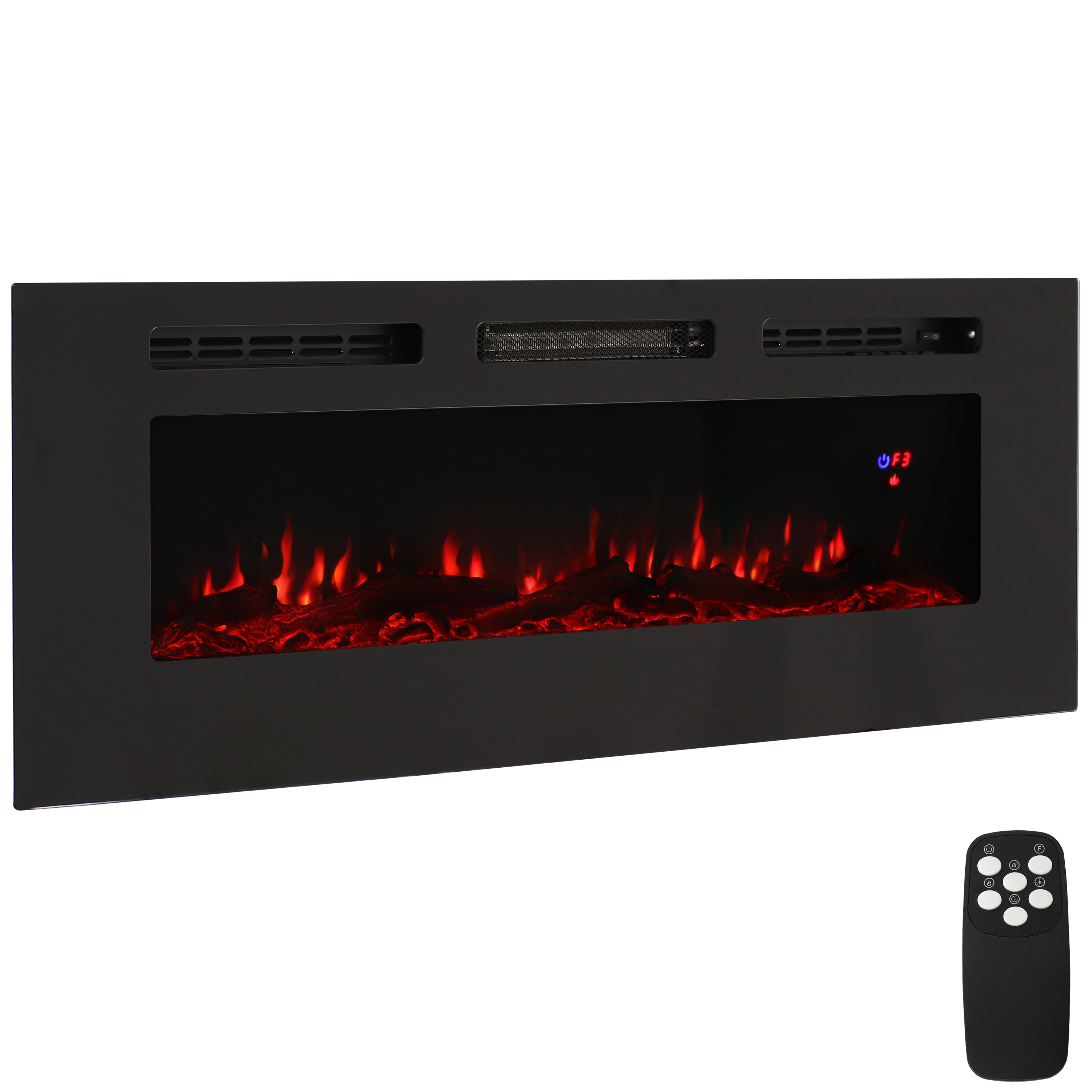 Sunnydaze Sophisticated Hearth 50" Indoor Electric Fireplace - Black