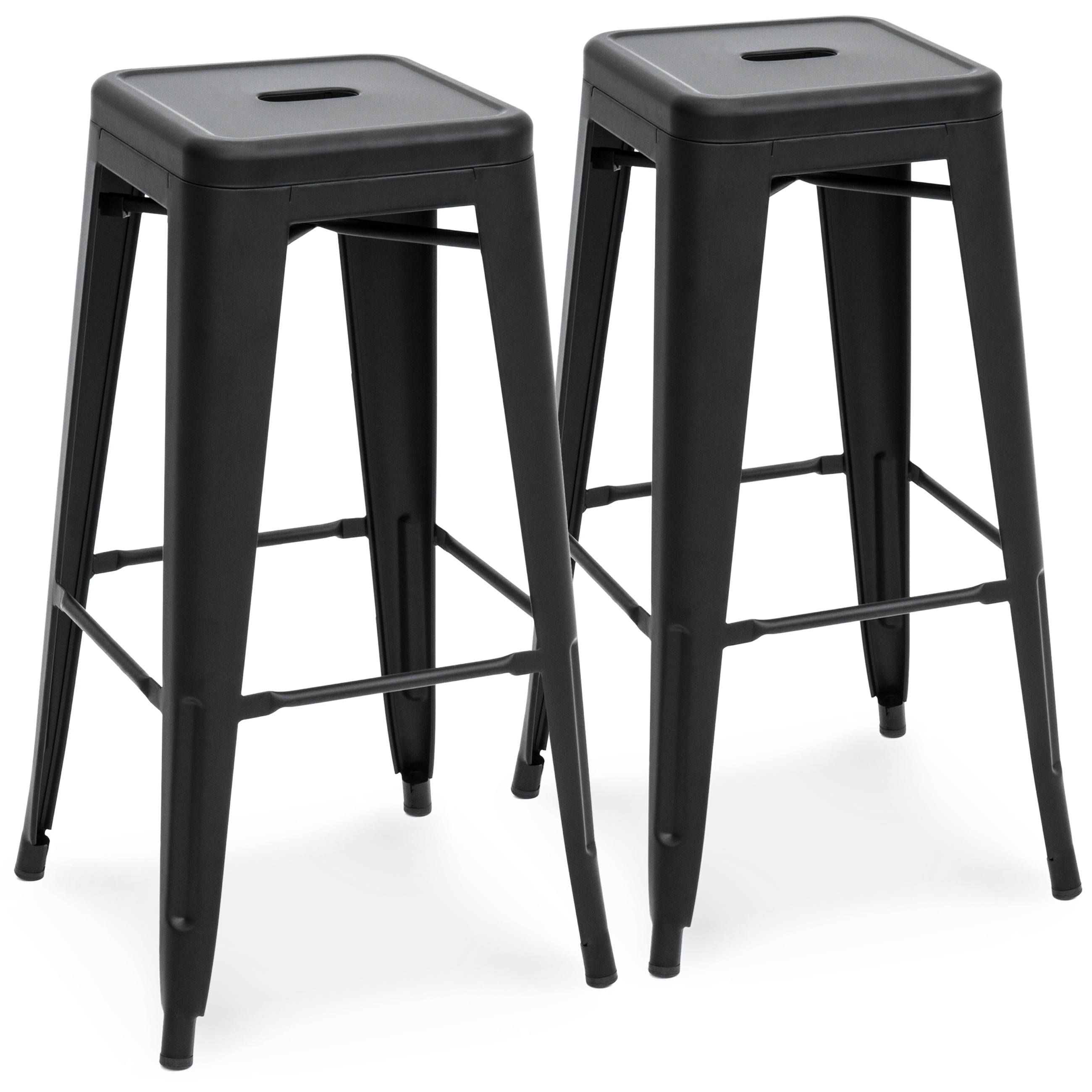 Best Choice Products 30in Set of 2 Modern Industrial Backless Metal Counter Height Bar Stools - Matte Black