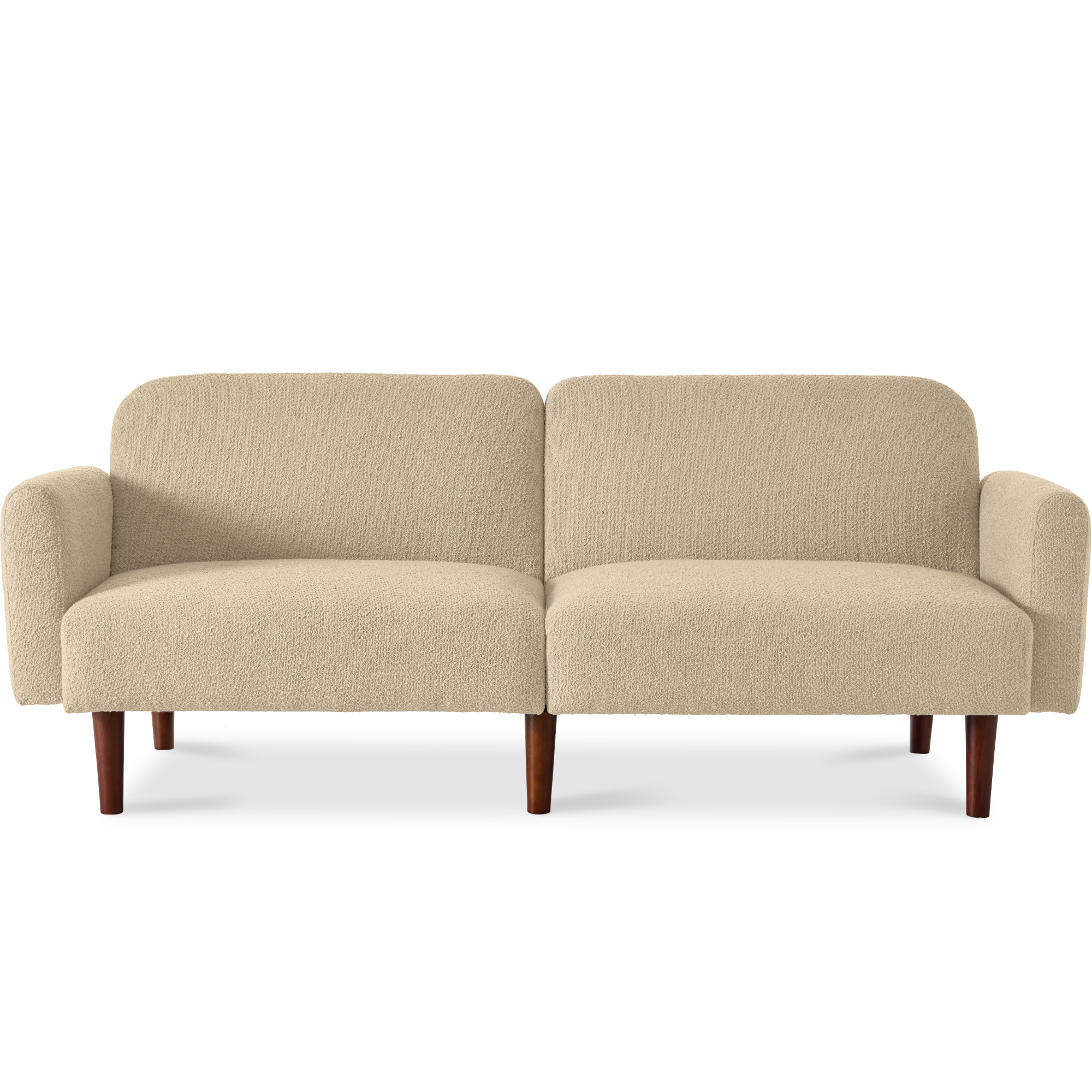 Curved Convertible Futon, Boucle Fabric Split-Back Sleeper Bed - Oatmeal - Best Choice Products Online
