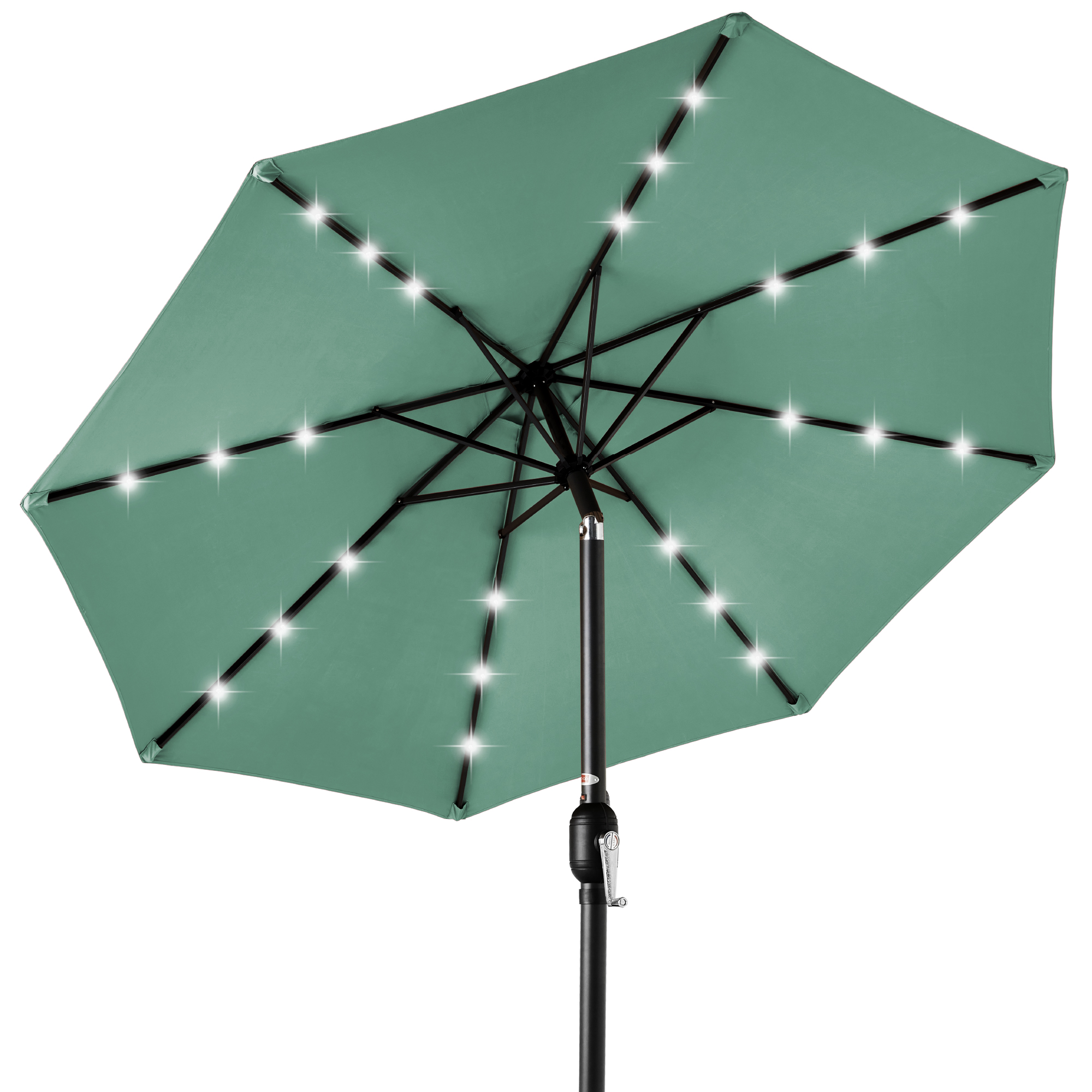 10ft Solar LED Lighted Patio Umbrella w/ Tilt Adjustment, UV-Resistant Fabric - Seaglass - Best Choice Products Online