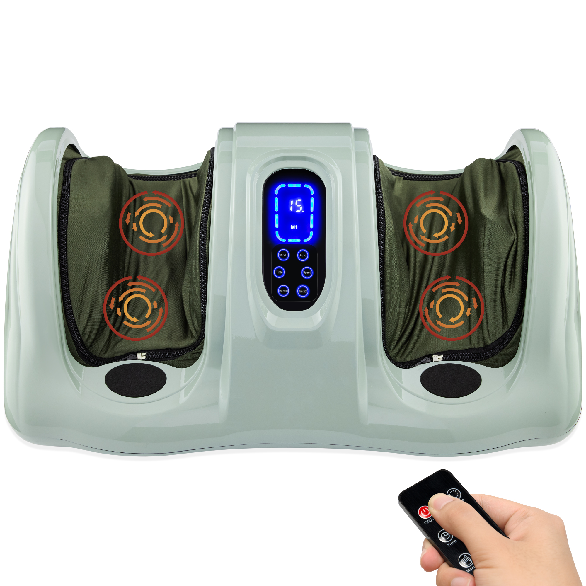 Shiatsu Foot Massager Therapeutic Kneading & Rolling, Electric w/ High Intensity Rollers, Remote - Sage Green - Best Choice Products Online