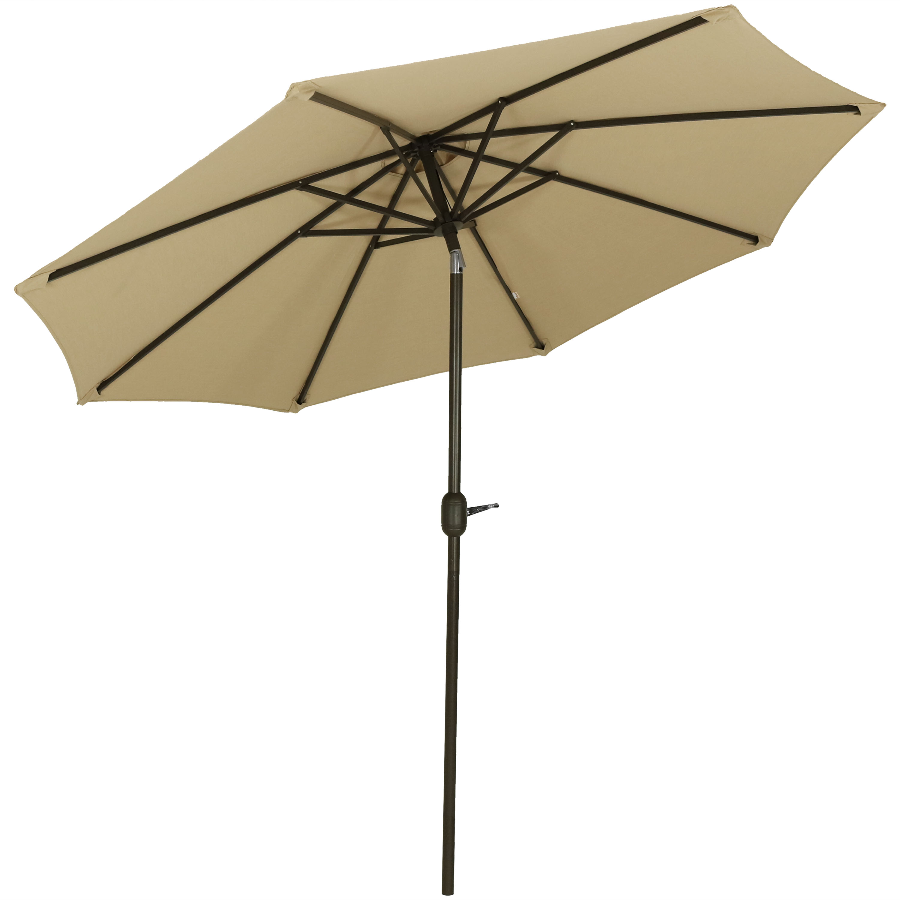 Sunnydaze 9-Foot Aluminum Sunbrella Market Umbrella with Auto Tilt and Crank, Beige