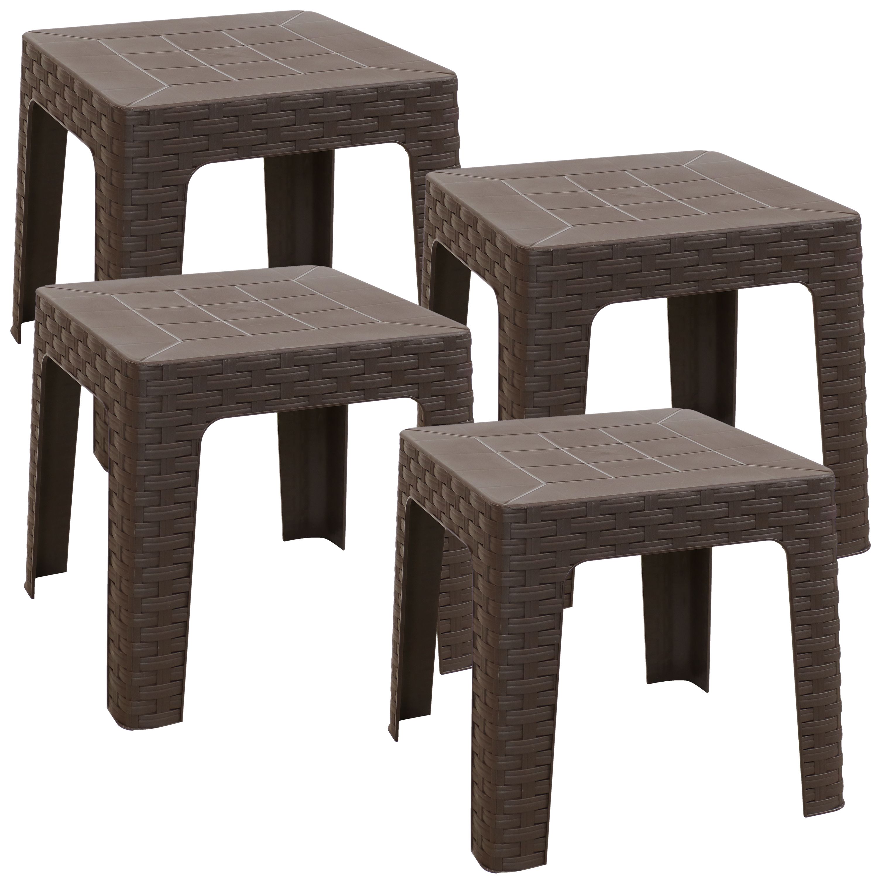 Sunnydaze Patio Side Table - Set of 4 - 18-Inch Square - Brown