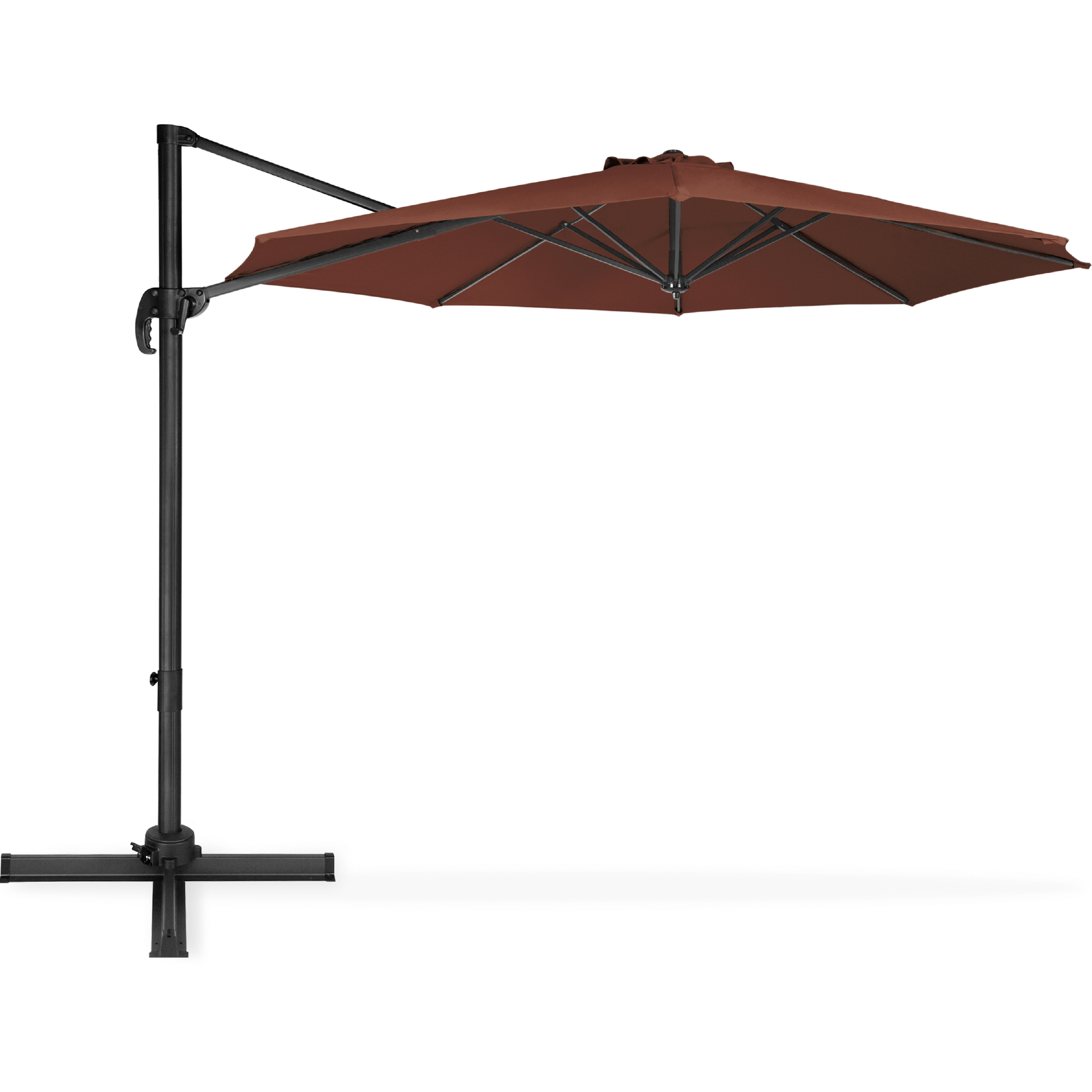 Best Choice Products 10ft 360-Degree Rotating Cantilever Offset Hanging Market Patio Umbrella w/ Easy Tilt - Brown