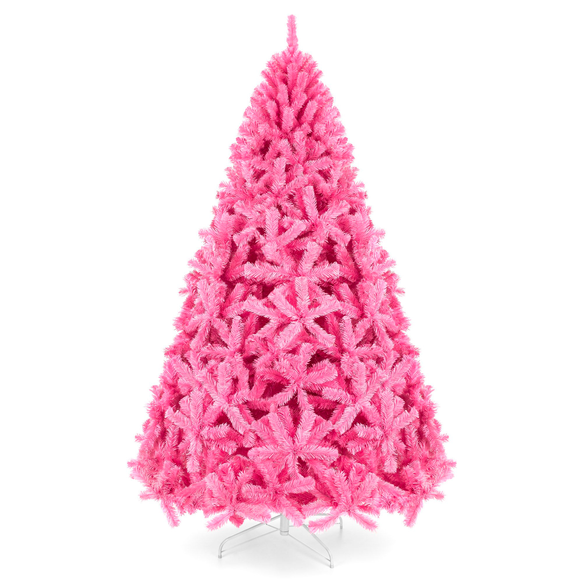 Pink Artificial Full Christmas Fir Tree, Festive Holiday Decoration w/ 362 Branch Tips, Foldable Stand - 4.5ft - Best Choice Products Online