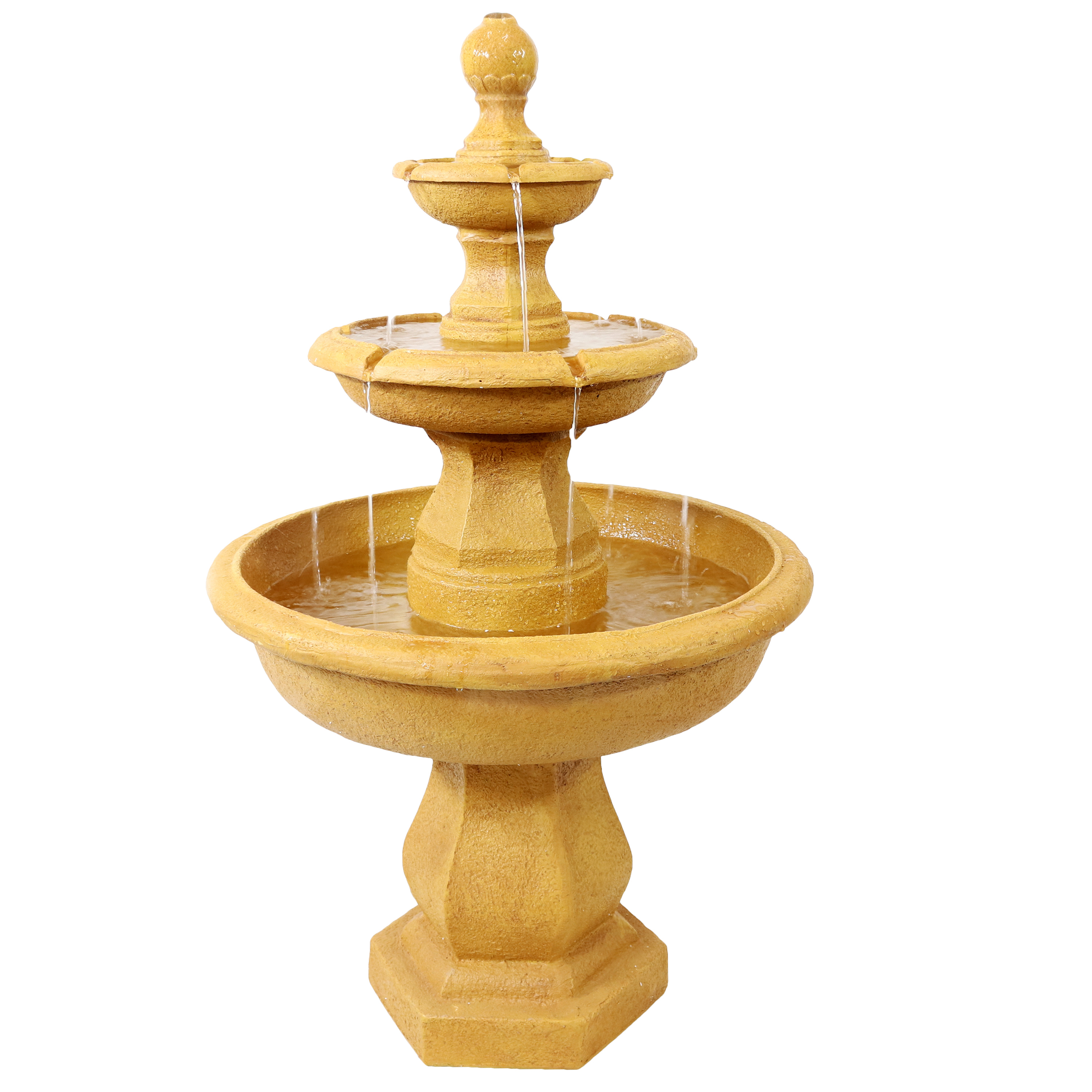 Sunnydaze 3-Tier Tropical Electric Garden Water Fountain - 40-Inch