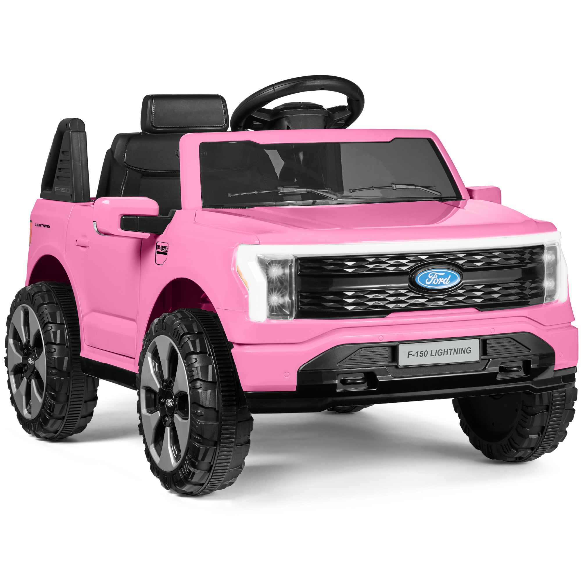 Kids 12V Ride On Car Officially Licensed Ford Lightning Truck w/ Remote, LED Lights - Pink - Best Choice Products Online