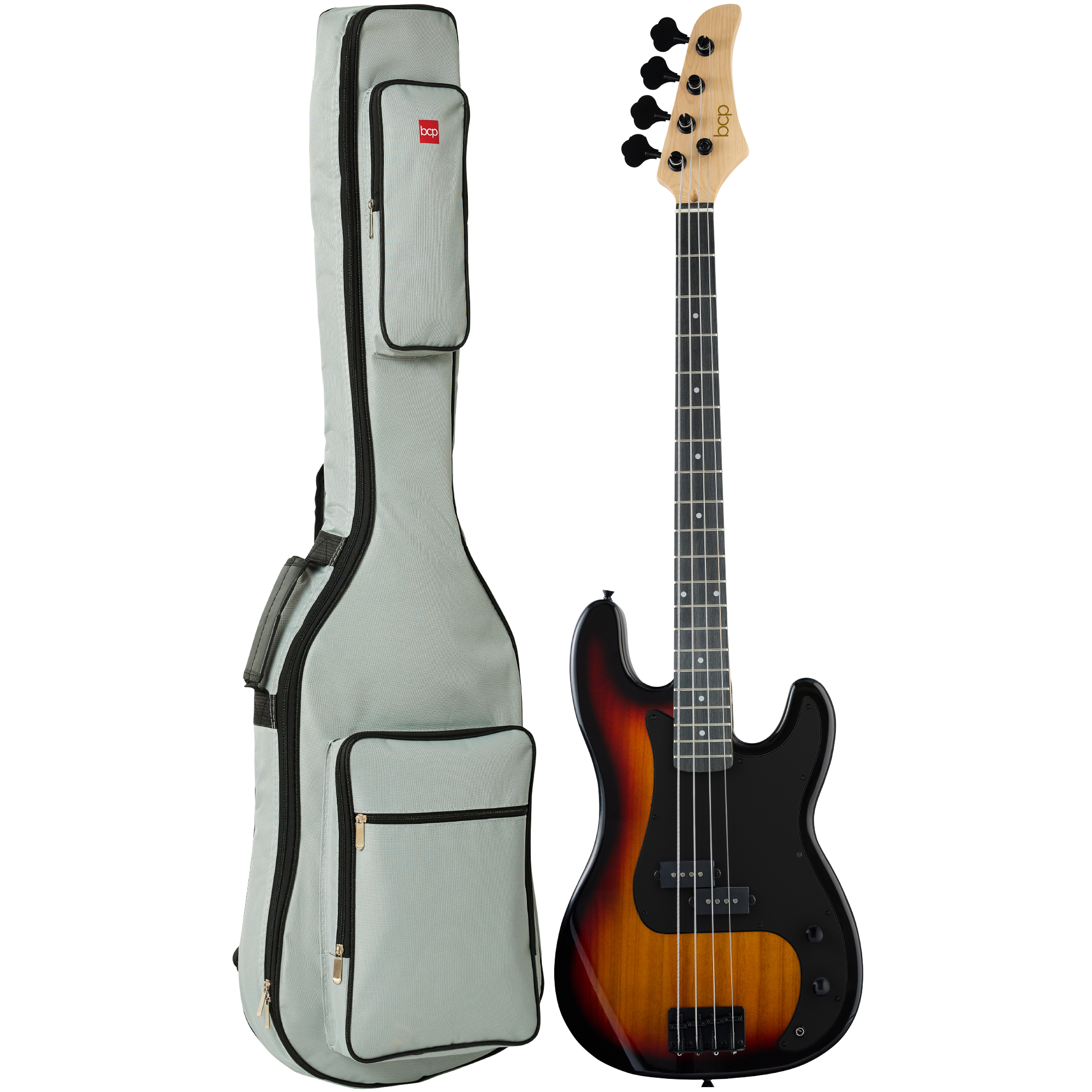 Full Size Beginner 4-String Electric Guitar Bass Guitar w/ Padded Case - Sunburst/Black - Best Choice Products Online