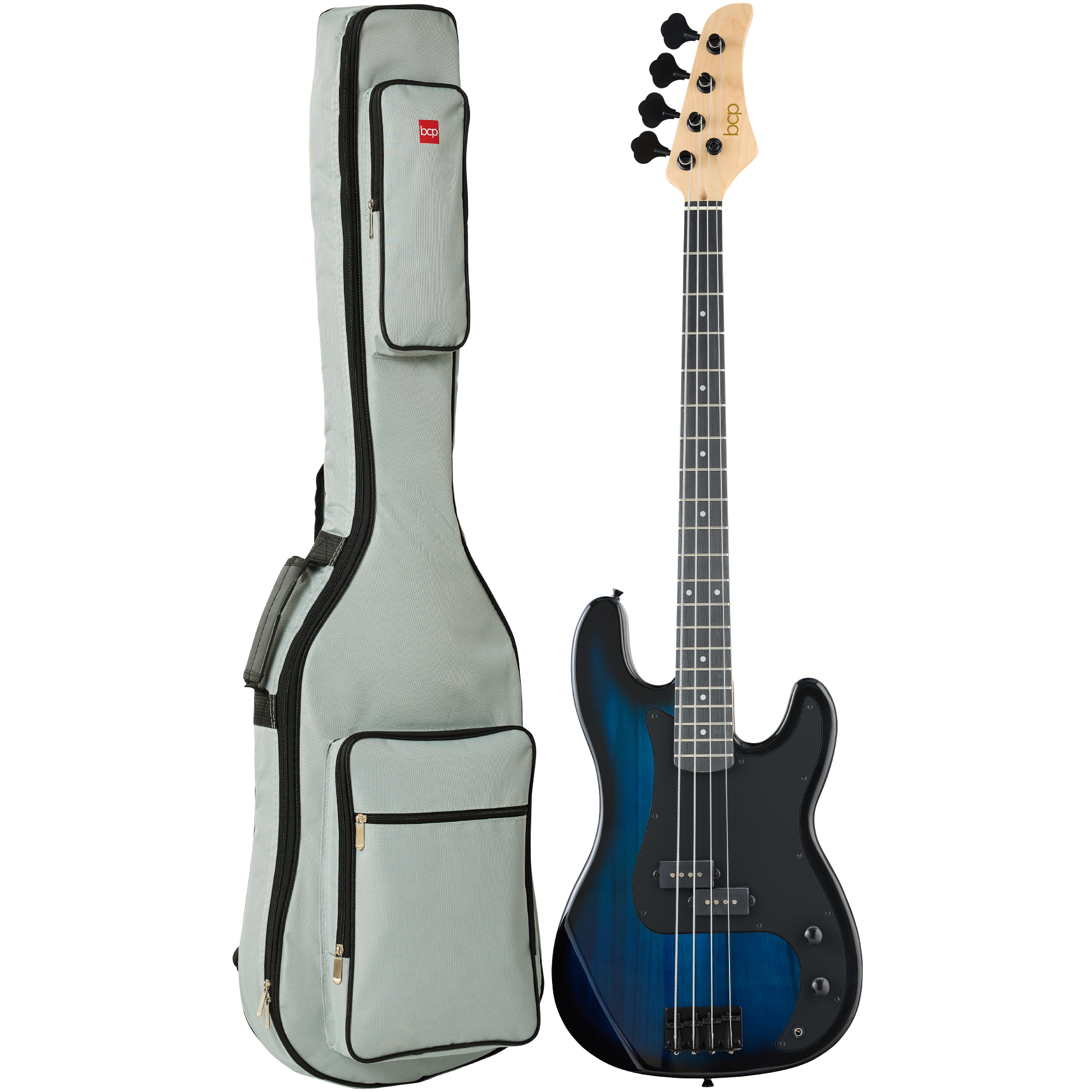 Full Size Beginner 4-String Electric Guitar Bass Guitar w/ Padded Case - Hollywood Blue/Black - Best Choice Products Online