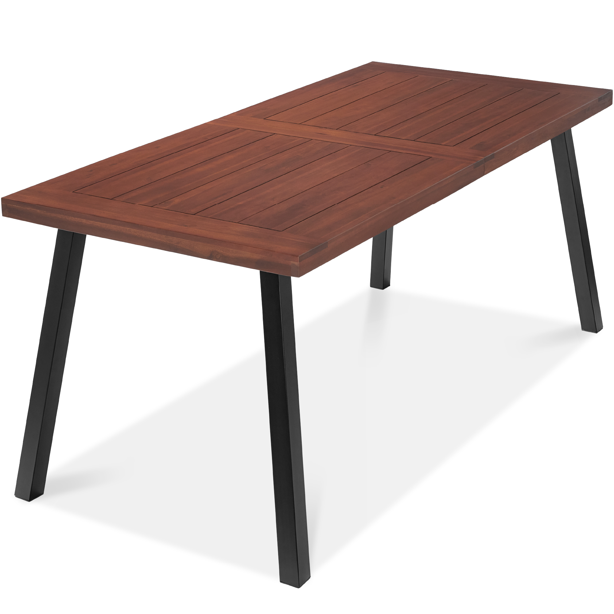 6-Person Indoor Outdoor Rustic Acacia Wood Picnic Dining Table w/ Metal Finish Legs - Walnut Brown - Best Choice Products Online