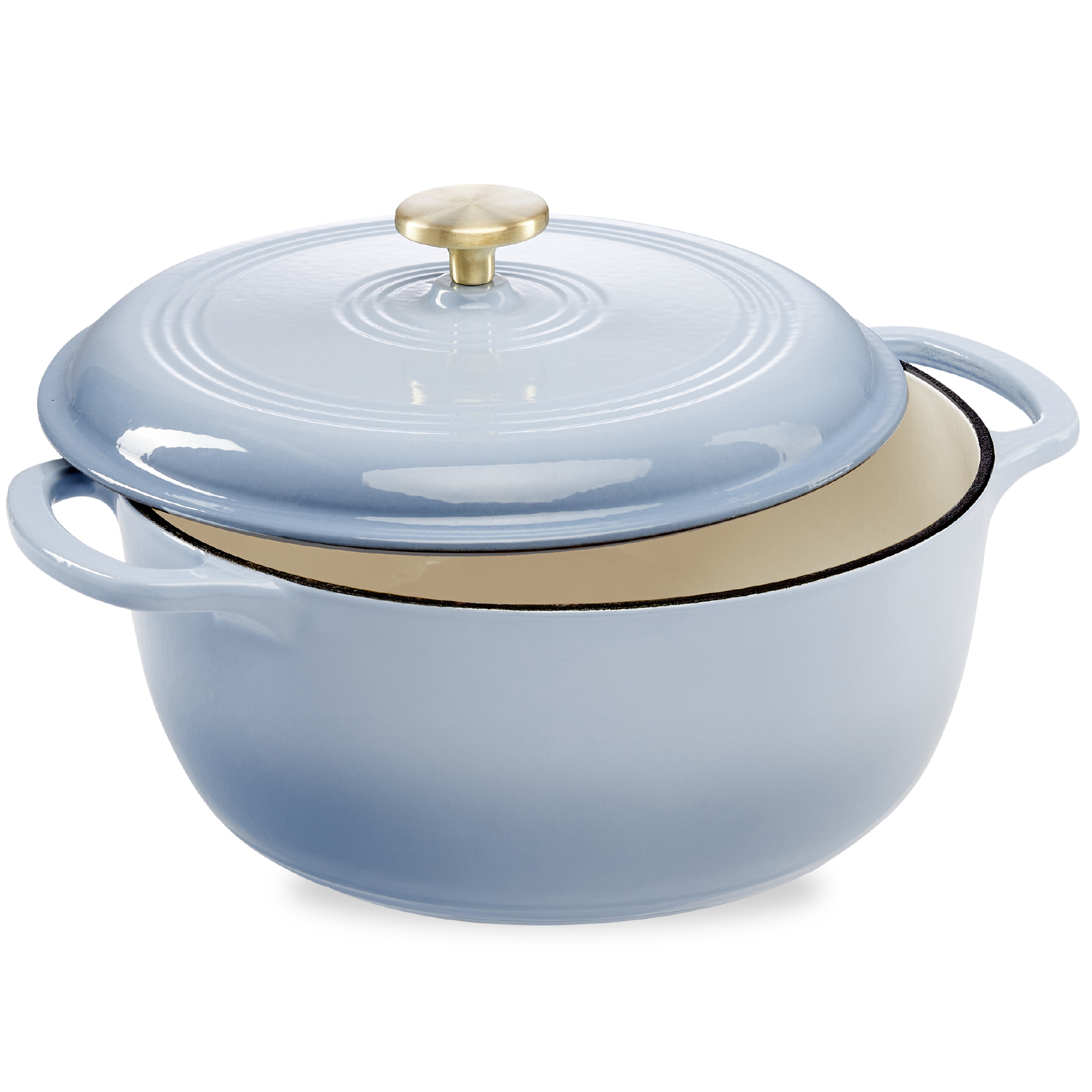 6qt Cast-Iron Dutch Oven, Heavy-Duty Kitchenware w/ Enamel, Side Handles - Cornflower Blue - Best Choice Products Online