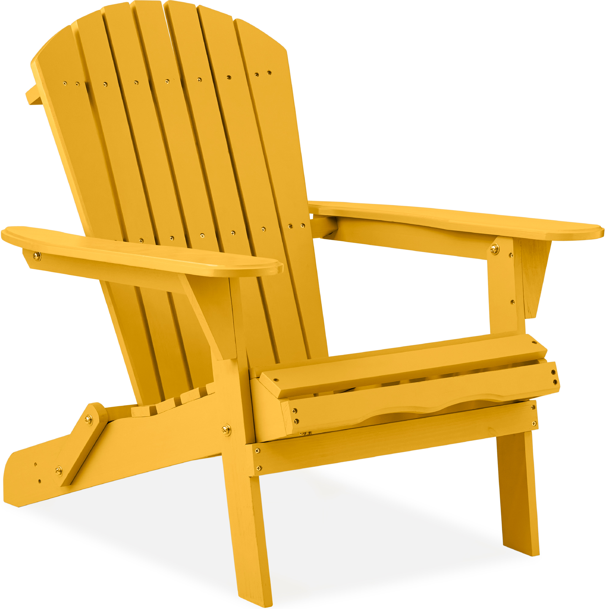 Folding Adirondack Chair, Outdoor Wooden Accent Lounge Furniture w/ 350lb Capacity - Marigold Yellow - Best Choice Products Online