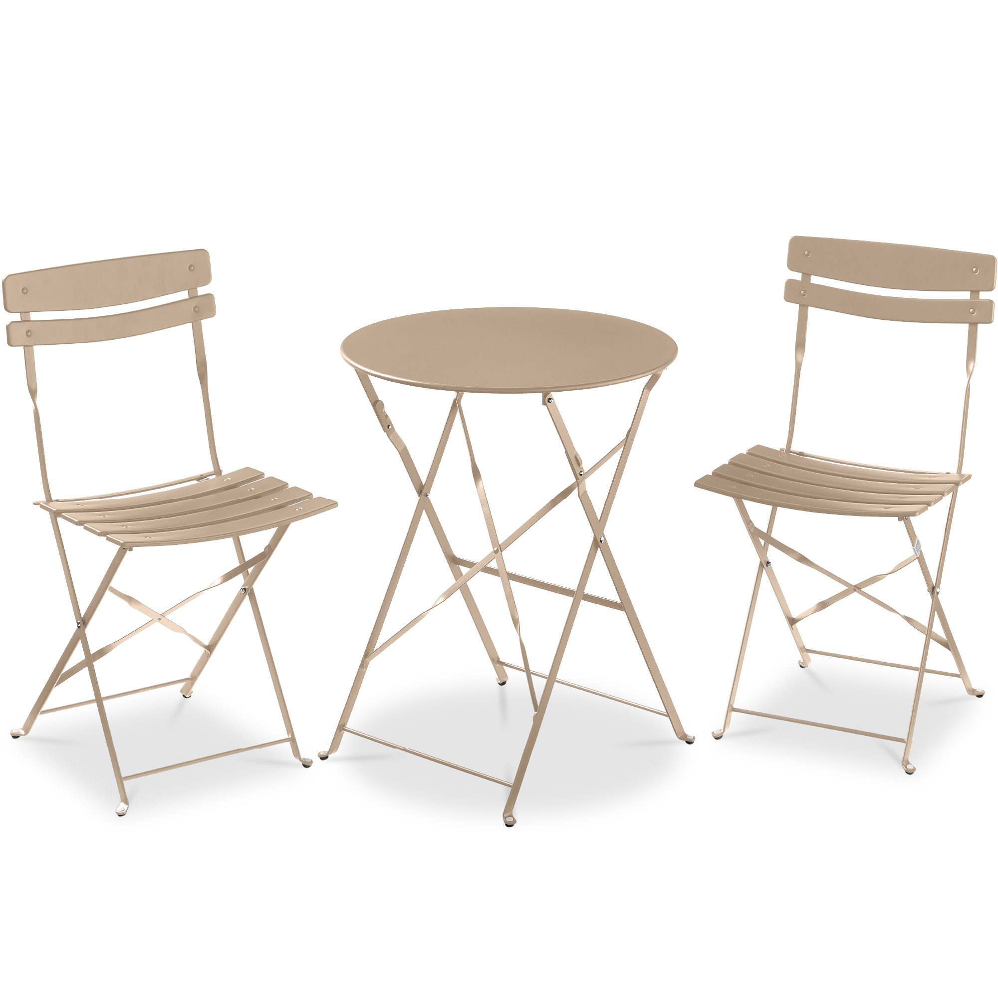 3-Piece Bistro Set, Folding Patio Furniture w/ 2 Chairs & Table - Sand - Best Choice Products Online