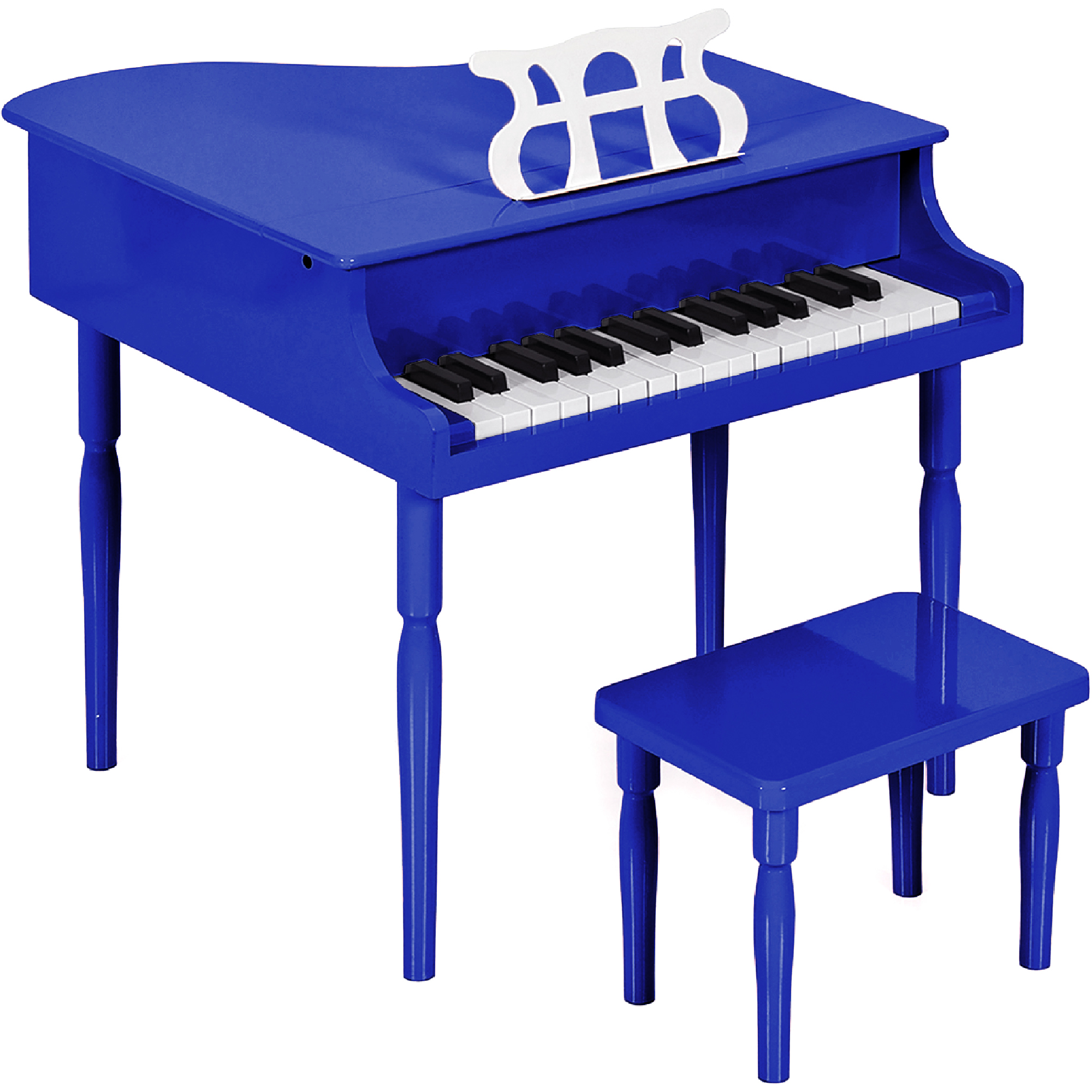 Kids Wooden 30-Key Mini Grand Piano w/ Lid, Bench, Foldable Music Rack, Song Book, Stickers - Dark Blue - Best Choice Products Online