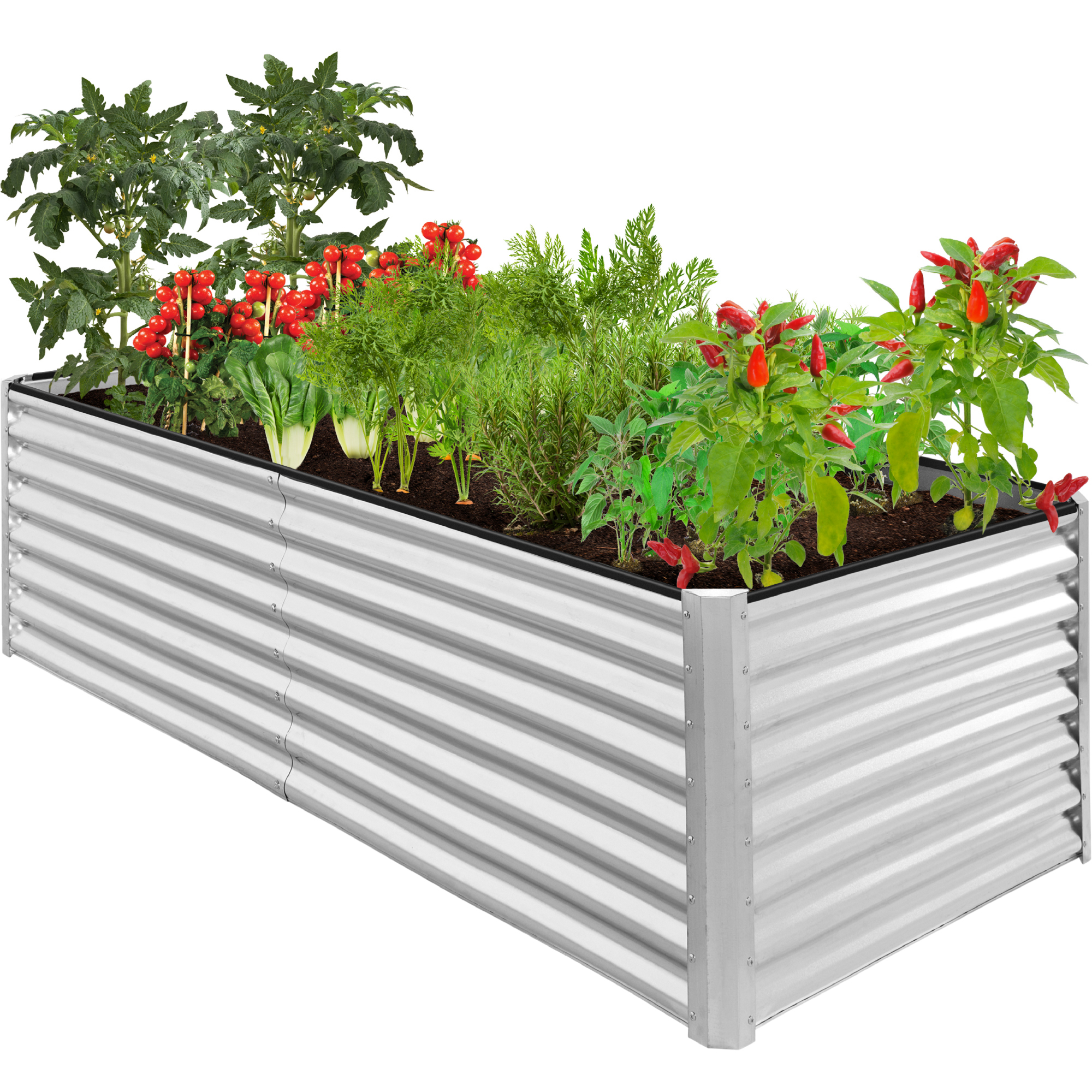 8x4x2ft Raised Metal Garden Bed Outdoor Planter Box For Vegetables, Flowers, Herbs, Succulents, 8x4x2ft - Galvanized - Best Choice Products Online