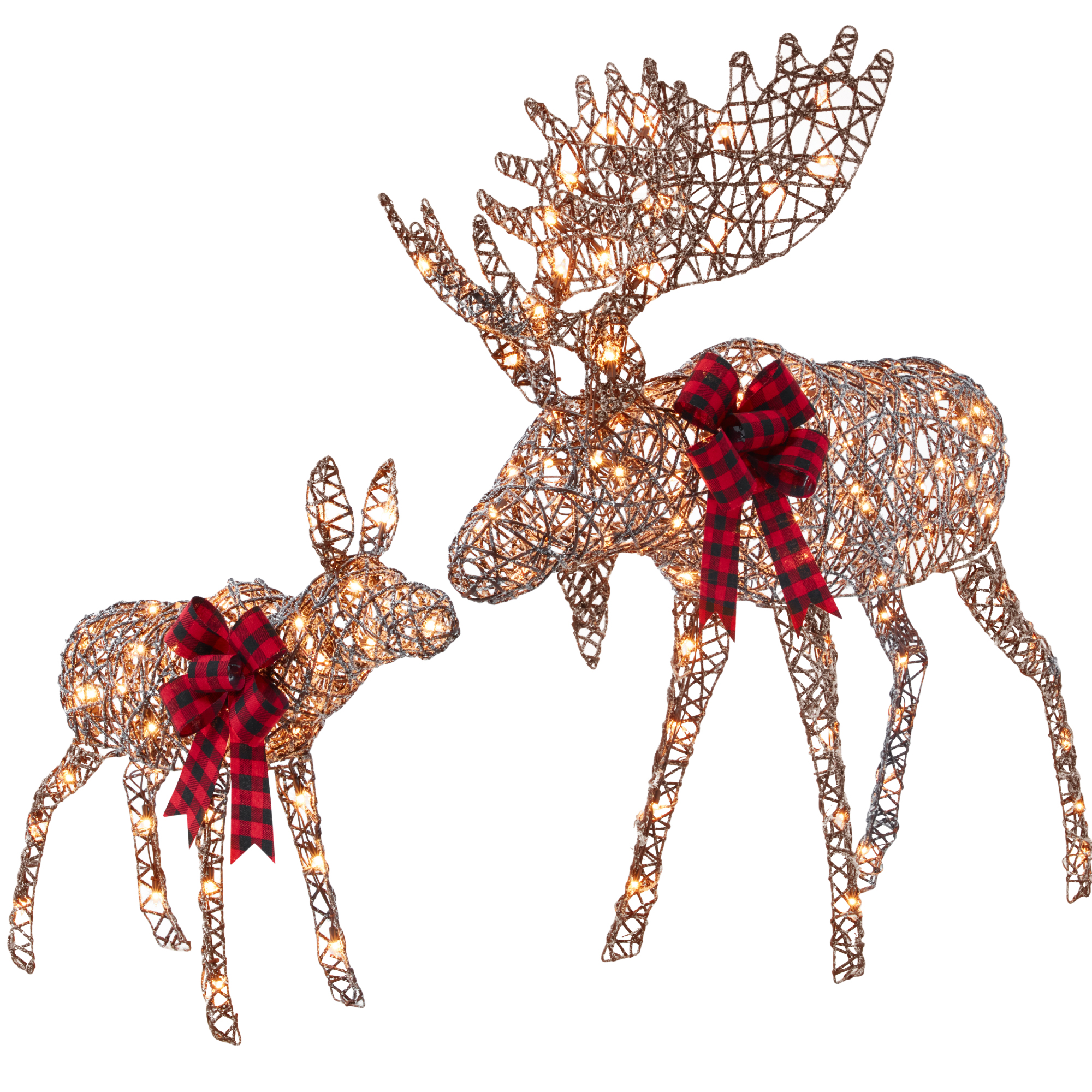 5ft 2-Piece Moose Family Lighted Christmas Yard Décor Set w/ 370 LED Lights, Zip Ties - Rattan - Best Choice Products Online
