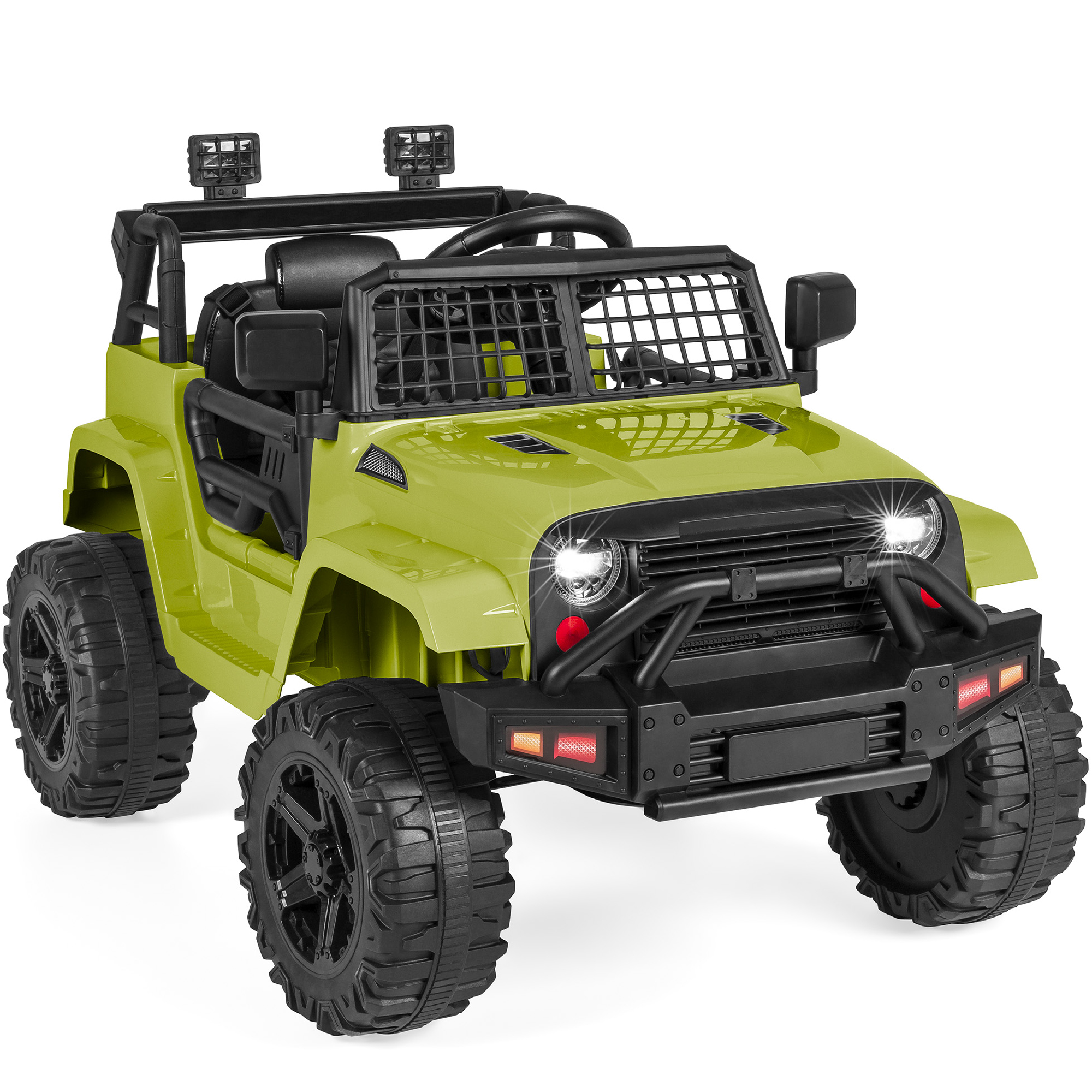 Ride-On Car For Kids w/ Parental Remote Control, 12V Battery Power, Spring Suspension Wheels, LED Lights - Green - Best Choice Products