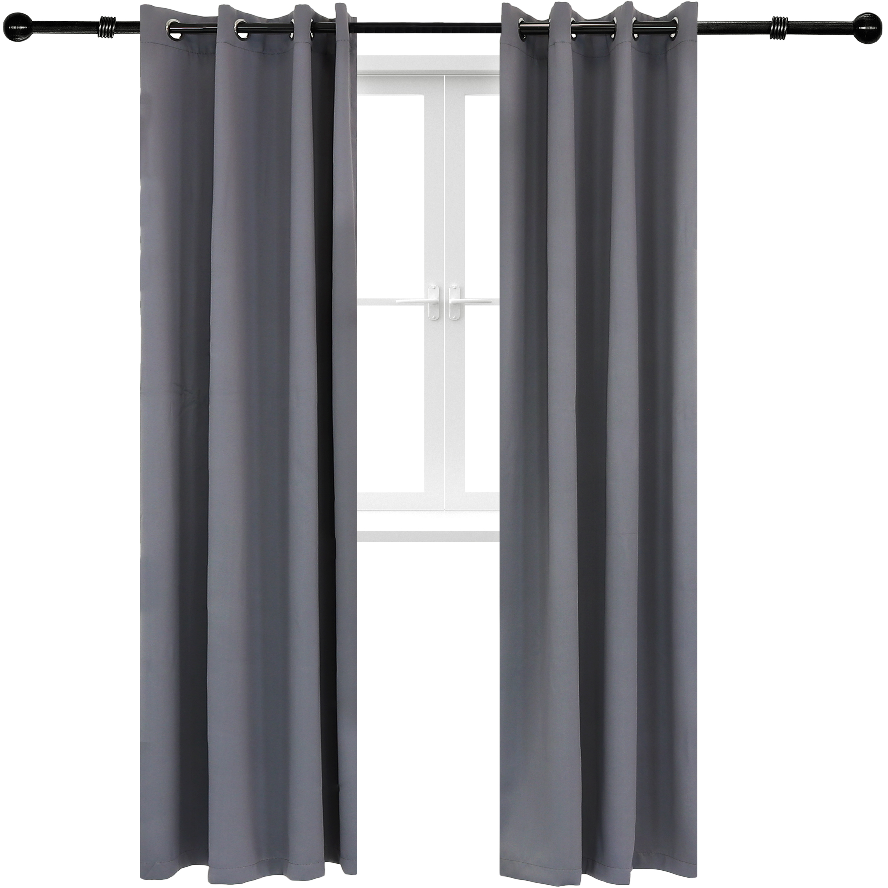 2 Indoor/Outdoor Blackout Curtain Panels with Grommet Top - 52 x 96 in (1.32 x 2.43 m) - Gray