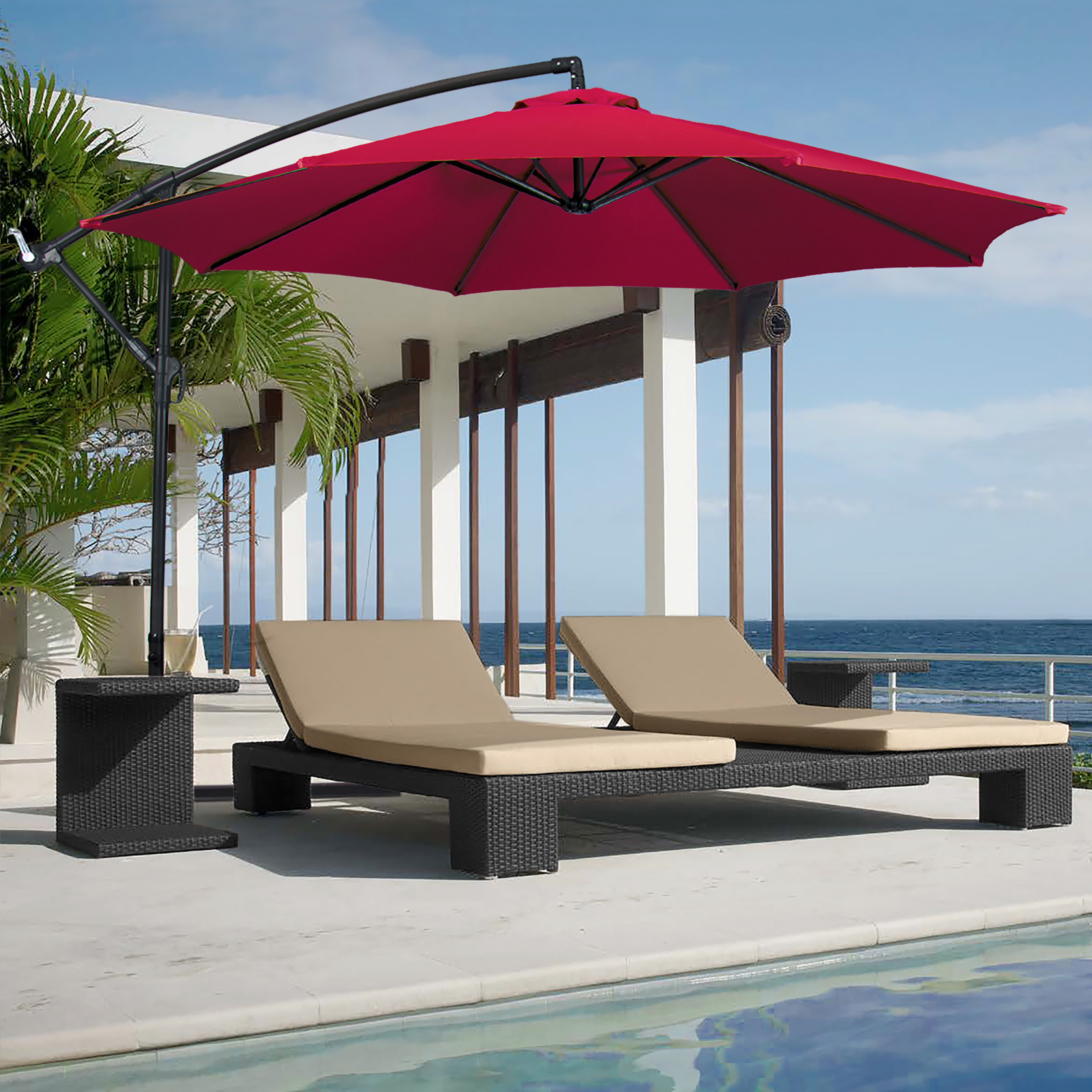 10ft Outdoor Patio Umbrella - Red