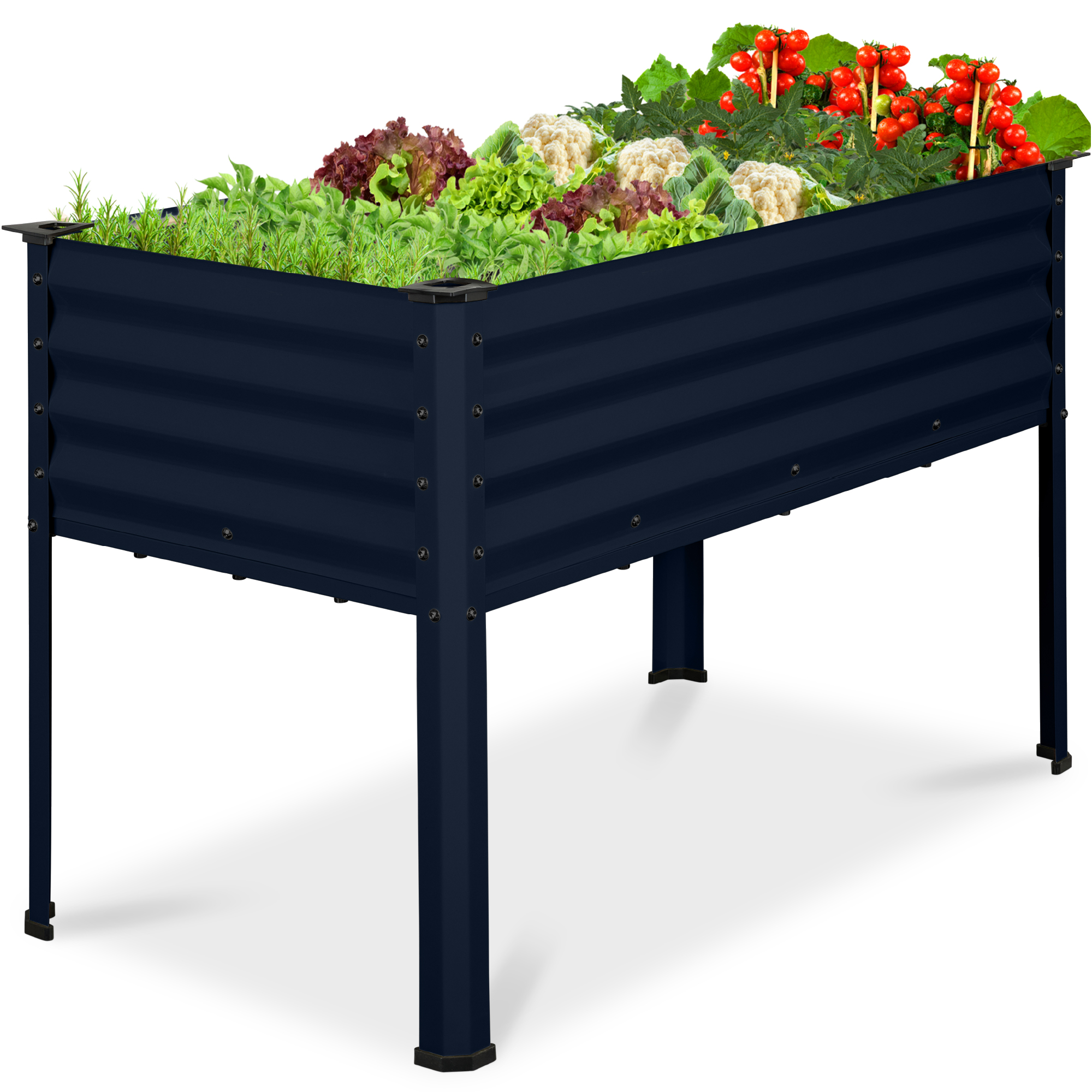 48x24x30in Elevated Galvanized Metal Garden Bed w/ Corner Protectors - Navy Blue - Best Choice Products Online