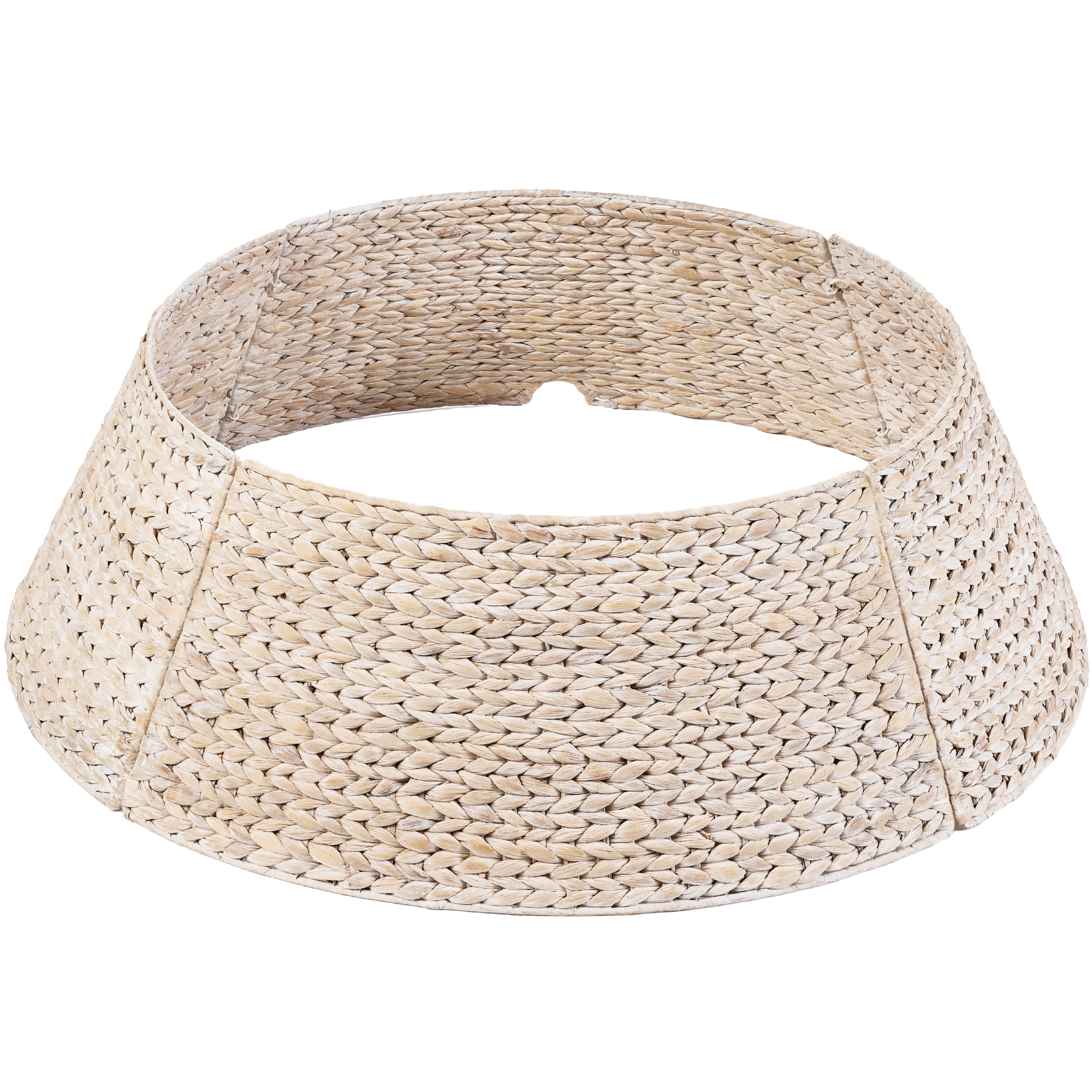 36in Woven Hyacinth Christmas Tree Collar, Tree Skirt Accessory w/ Cord Cut-Out - White - Best Choice Products Online