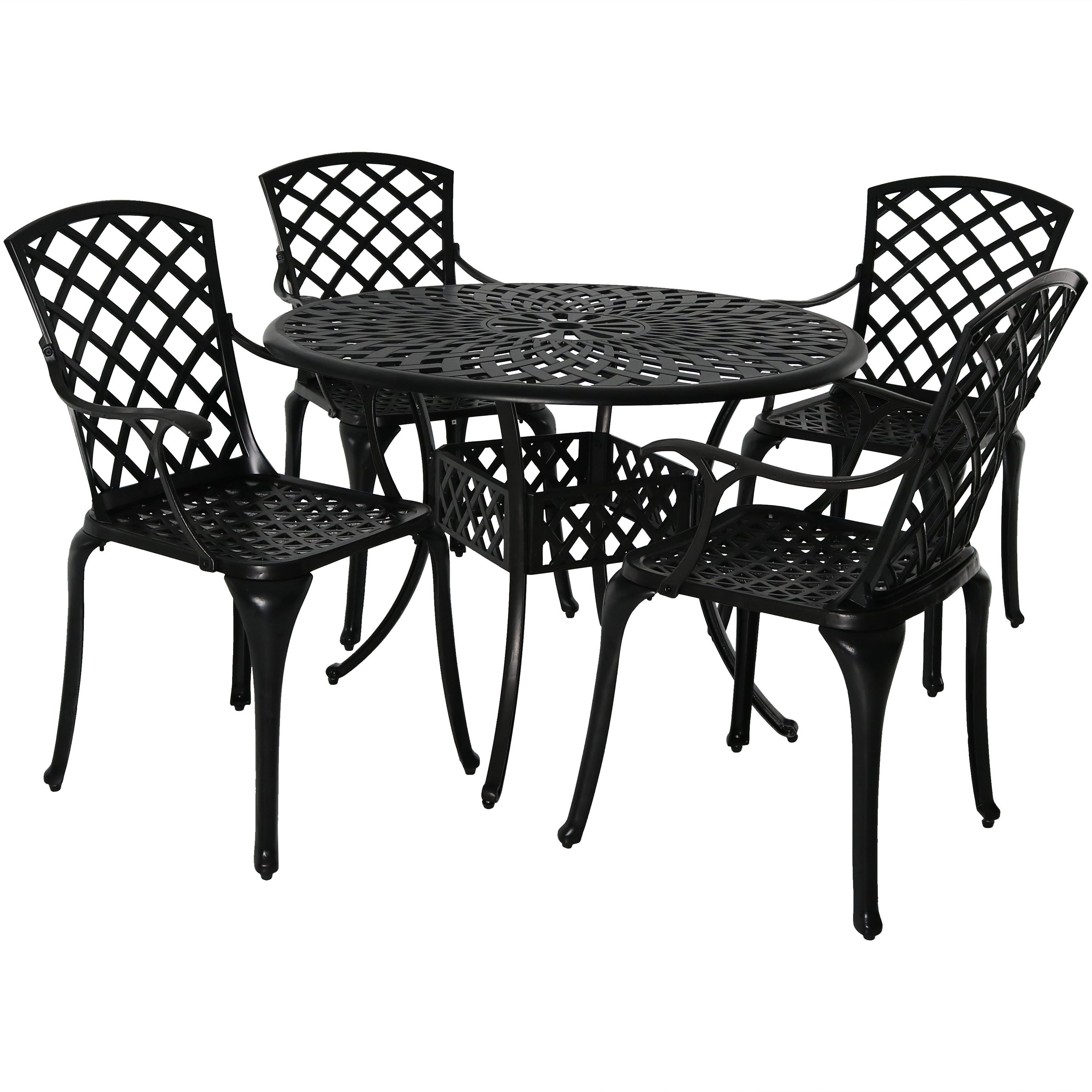 Sunnydaze Patio Table and Chair Set - Cast Aluminum with Crossweave Design