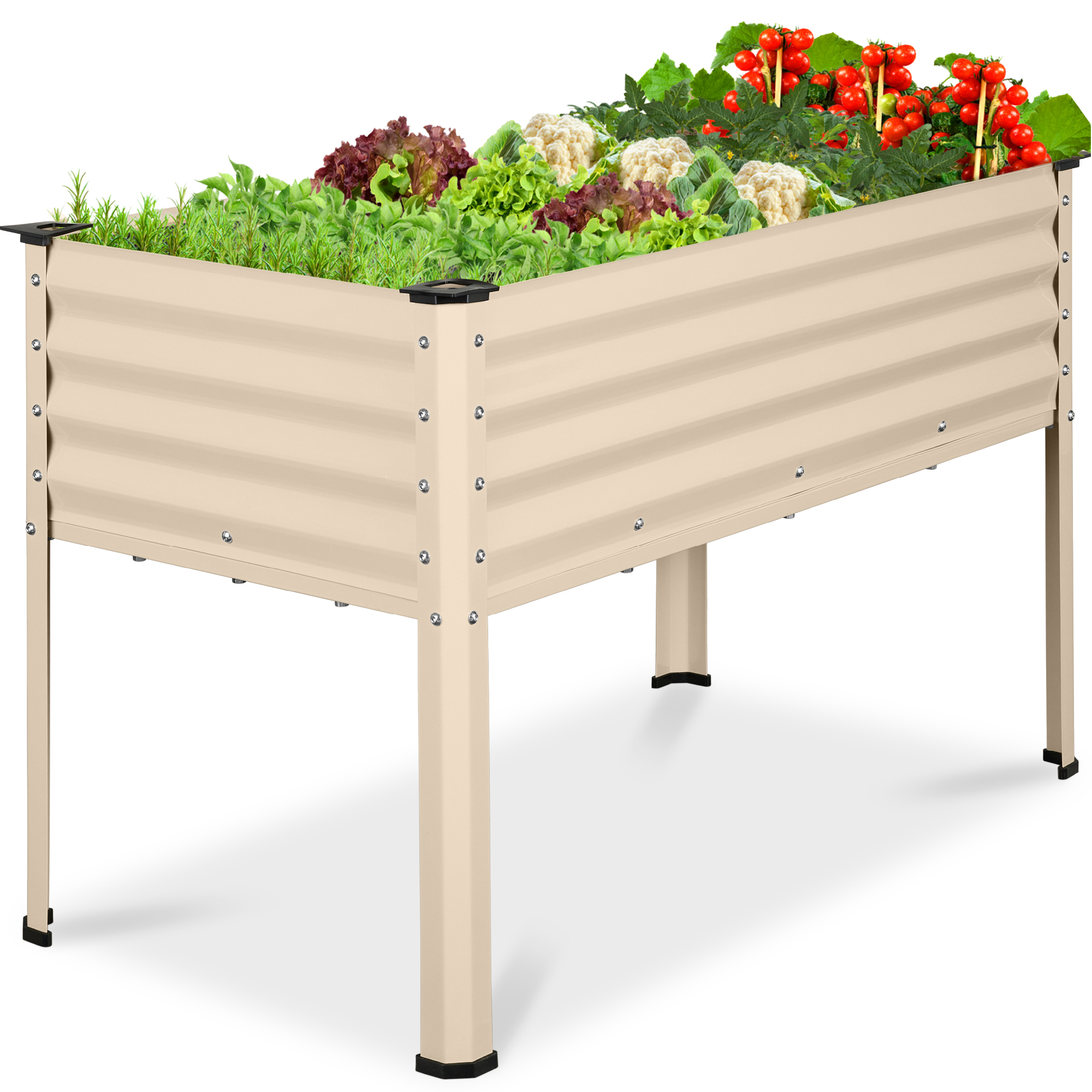 48x24x30in Elevated Galvanized Metal Garden Bed w/ Corner Protectors - Beige - Best Choice Products Online