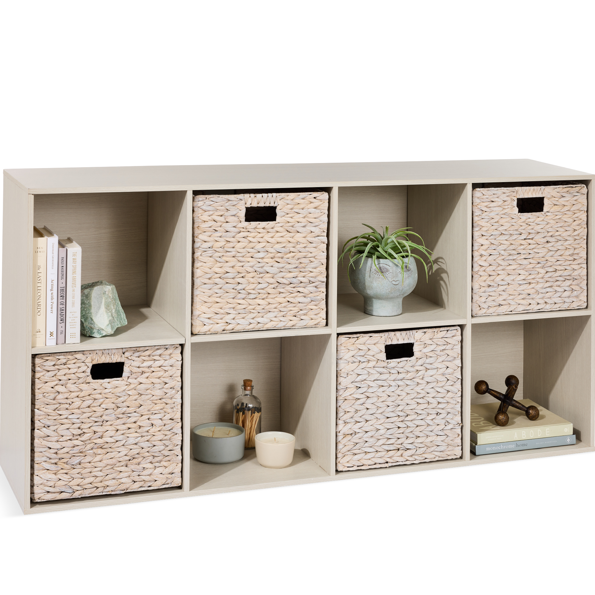 8-Cube Bookshelf, 13.5in Display Storage System, Organizer w/ Removable Back Panels - Whitewash - Best Choice Products Online