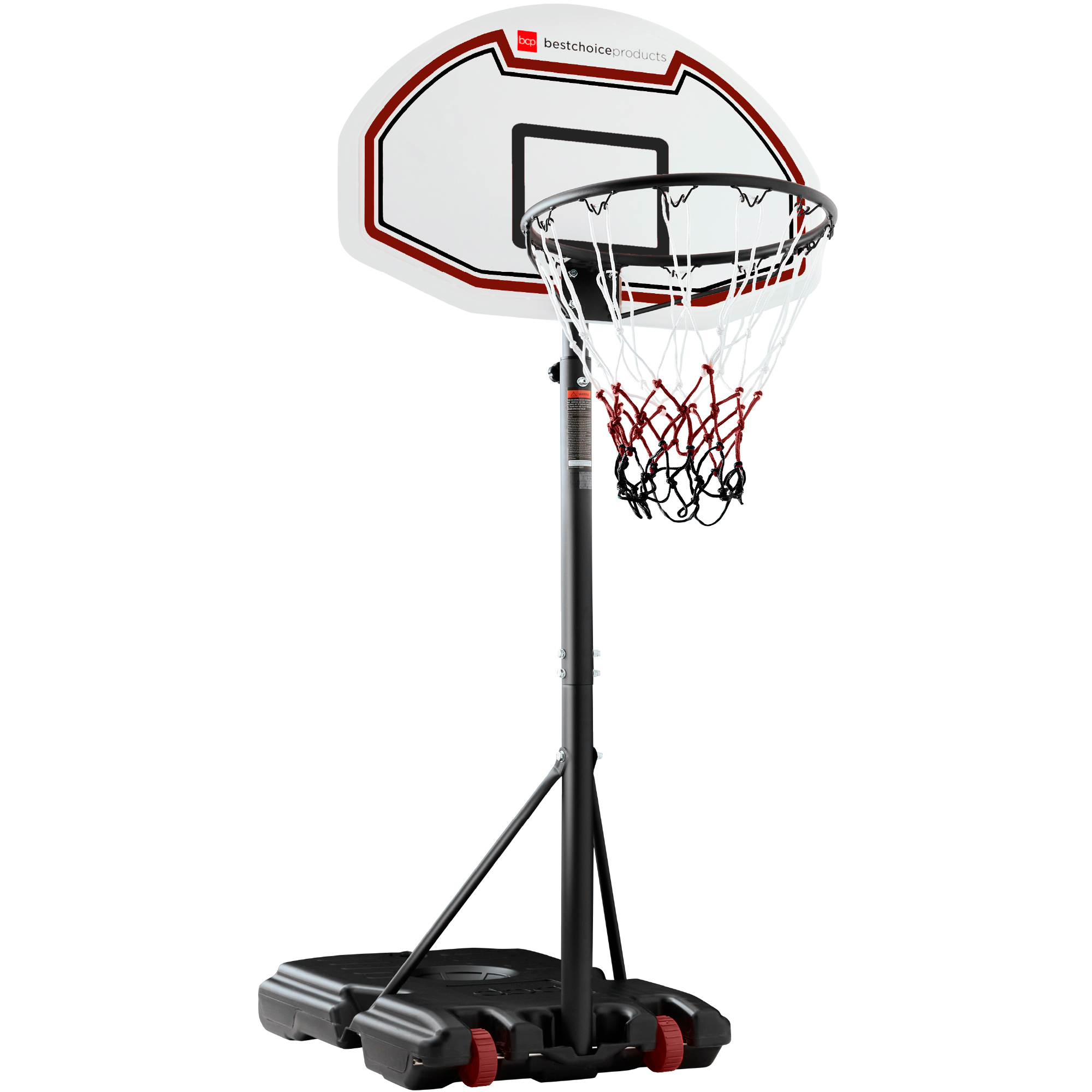 Height-Adjustable Basketball Hoop For Kids, Portable Backboard System Stand w/ Wheels - Dark Red/Black - Best Choice Products Online