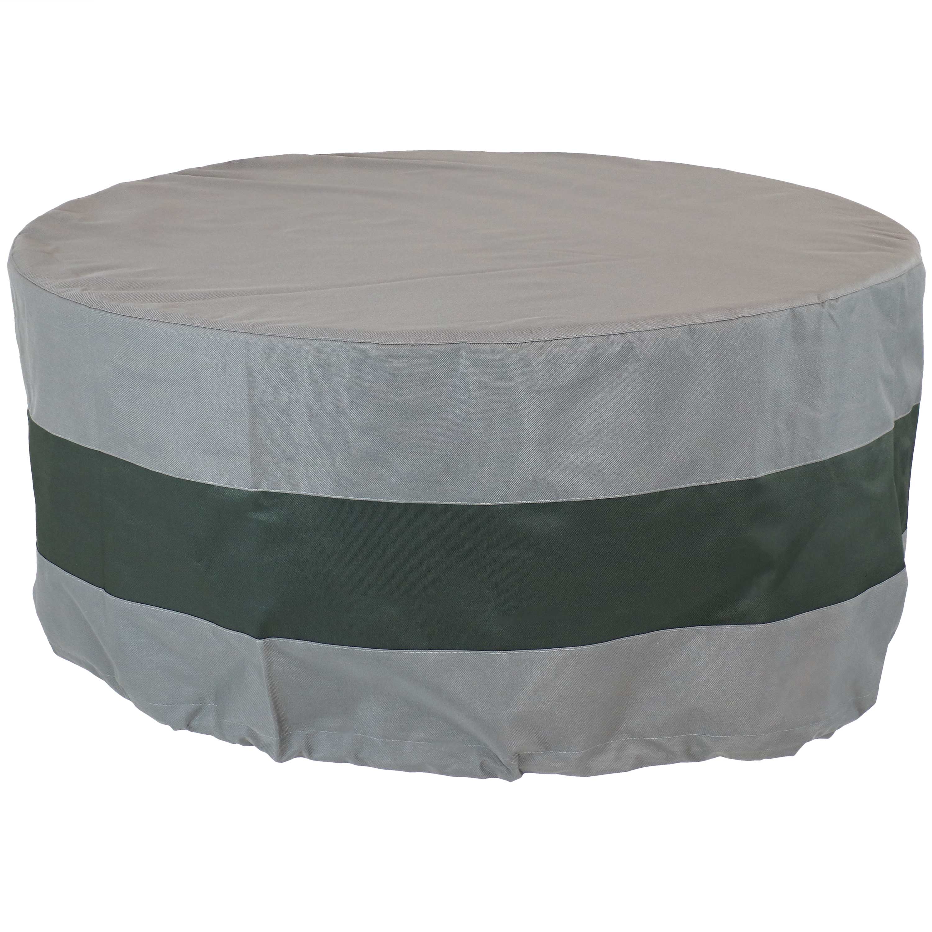 Sunnydaze Round 2-Tone Outdoor Fire Pit Cover - Gray/Green Stripe - 48-Inch