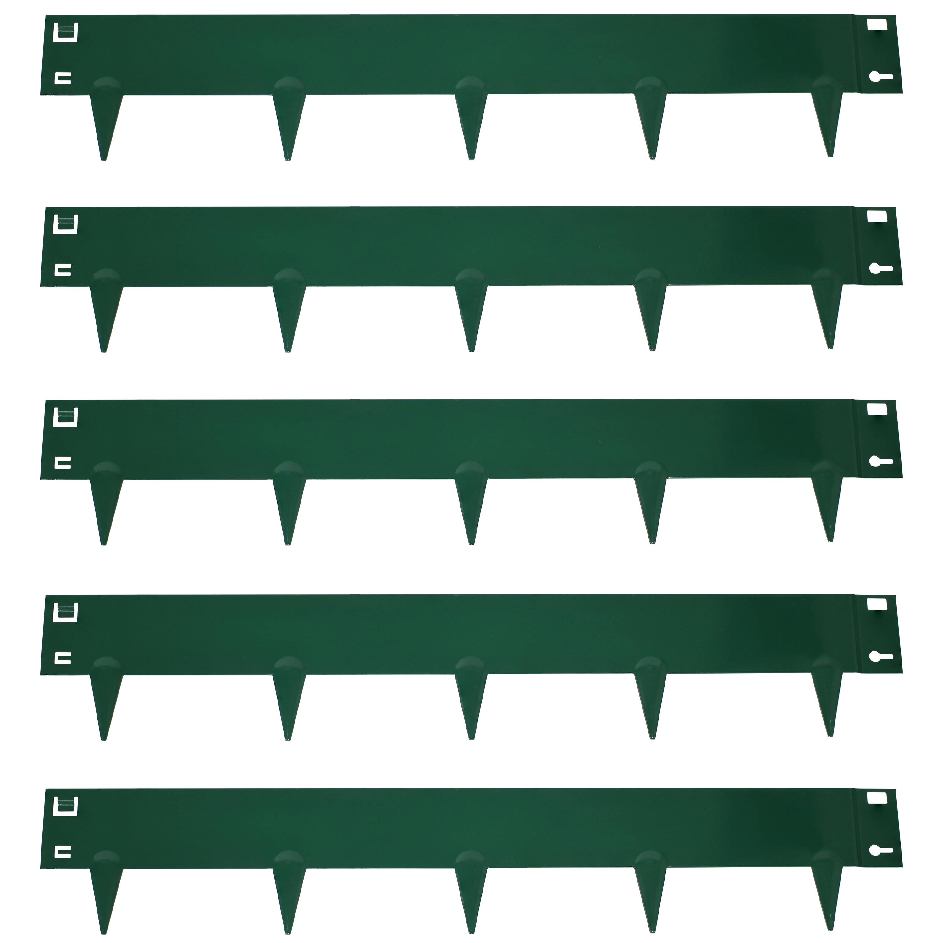 Sunnydaze Set of 5 Steel Metal Landscape Edging Border - 42-Inch Sections - Green