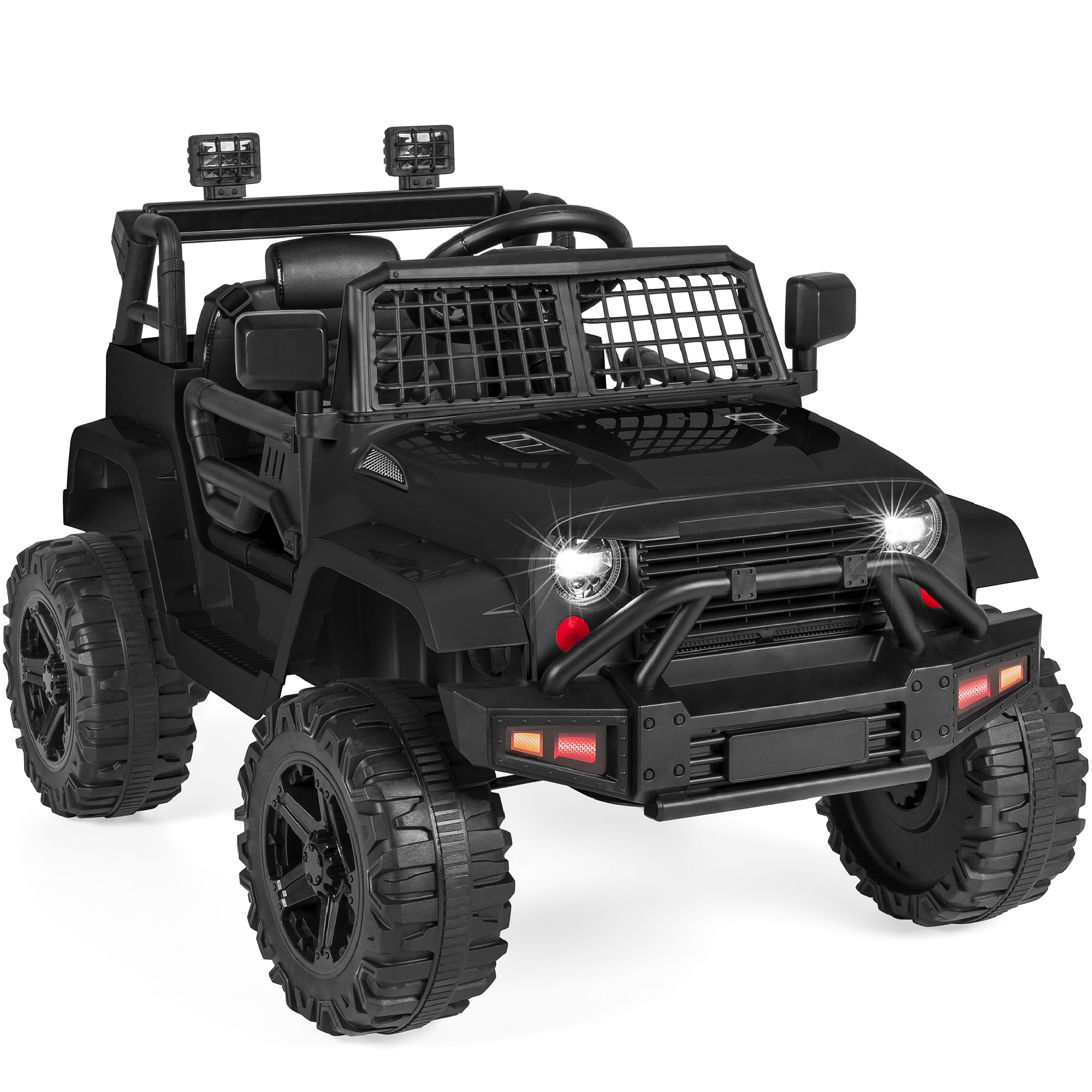 Ride-On Car For Kids w/ Parental Remote Control, 12V Battery Power, Spring Suspension Wheels, LED Lights - Black - Best Choice Products