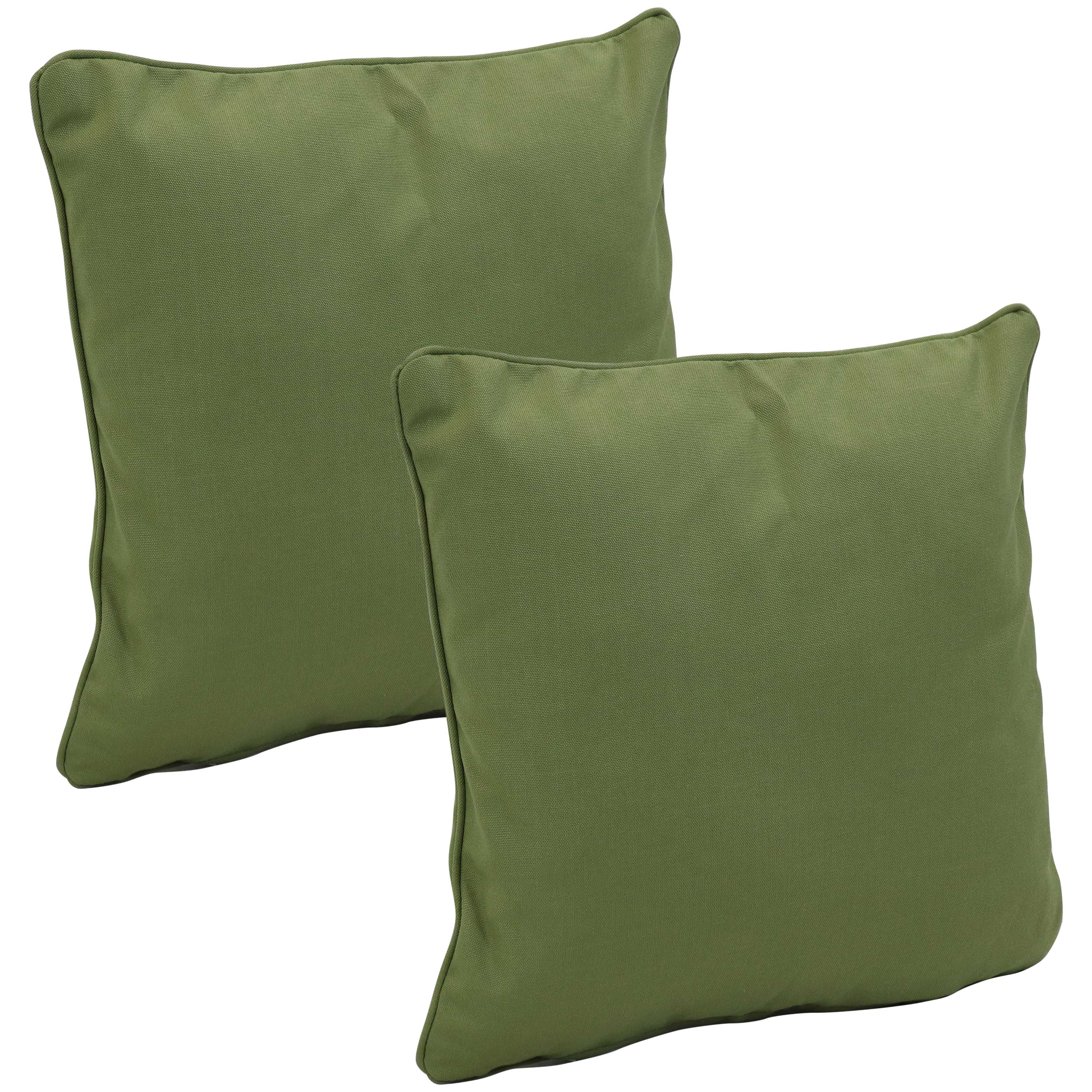 Sunnydaze Set of 2 Indoor/Outdoor Patio Throw Pillows - 16-Inch Square - Dark Green