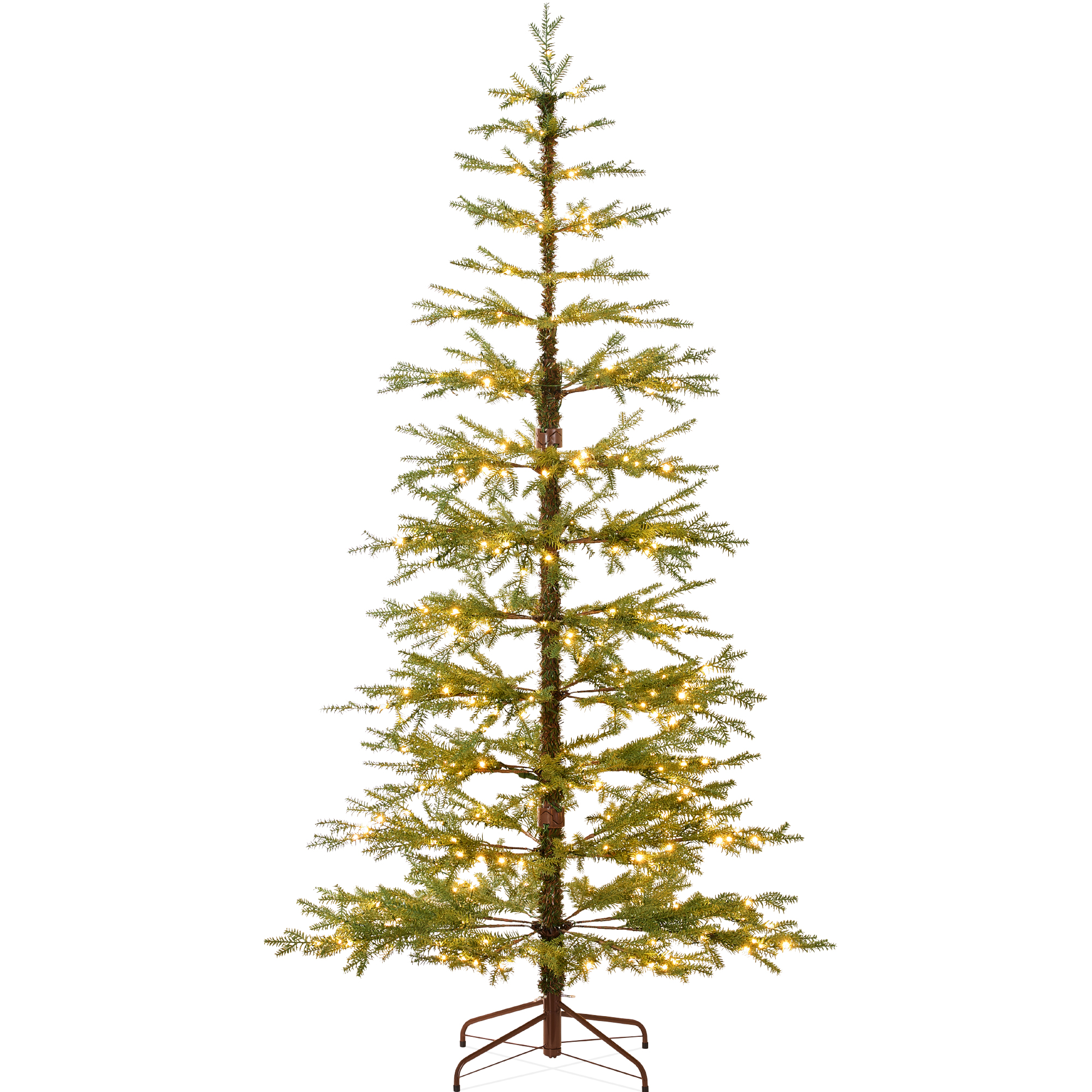 7.5ft Pre-Lit Sparse Christmas Tree w/ 300 2-in-1 LED Lights, Cordless Connection, Metal Stand - Best Choice Products Online