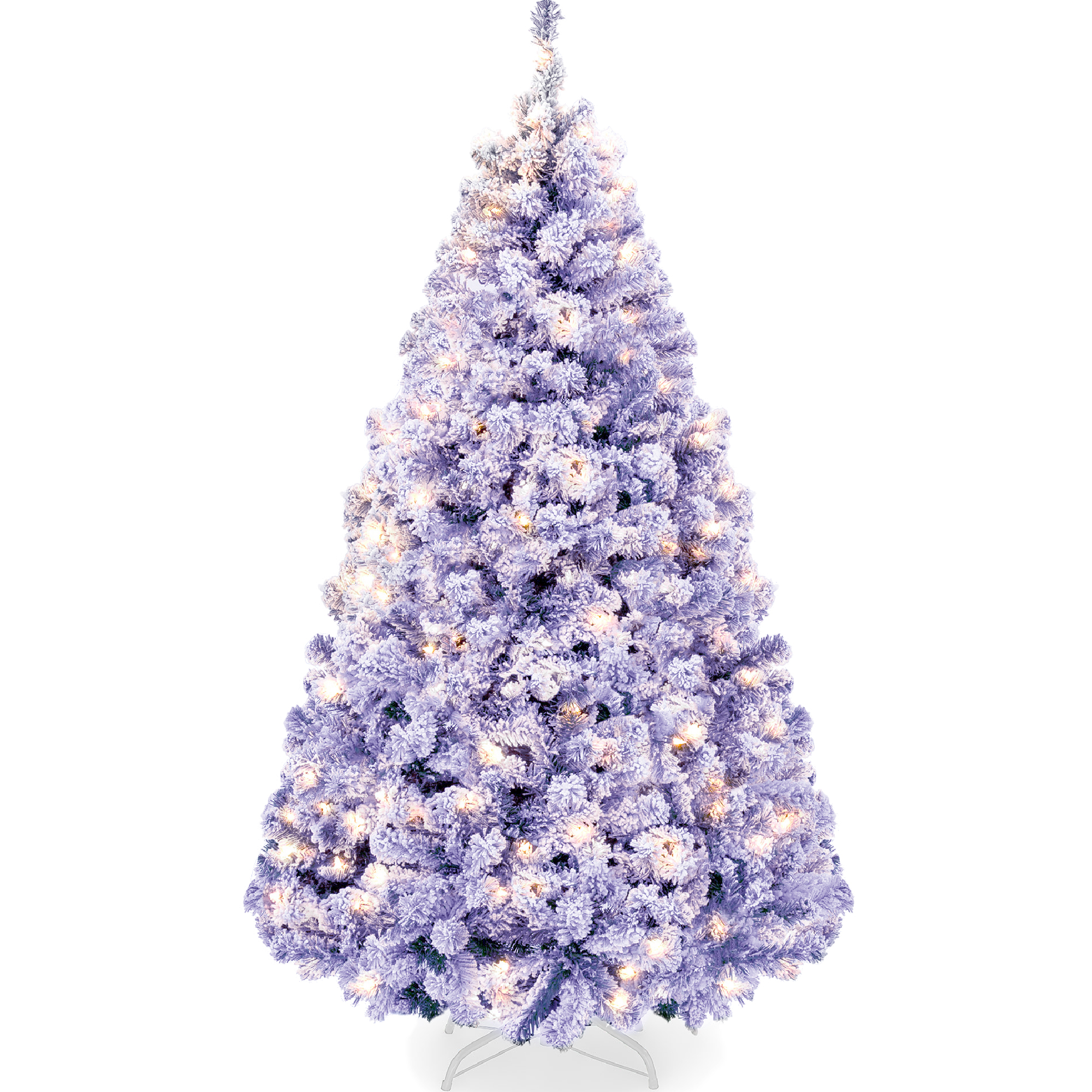 4.5ft Lavender Pre-Lit Christmas Pine Tree w/ Flocked Branches, 200 Warm-White Lights - Best Choice Products Online